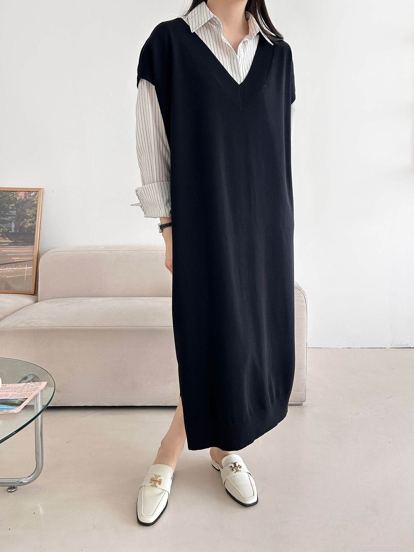 ニットVネックスリットロングワンピース | 詳細画像27