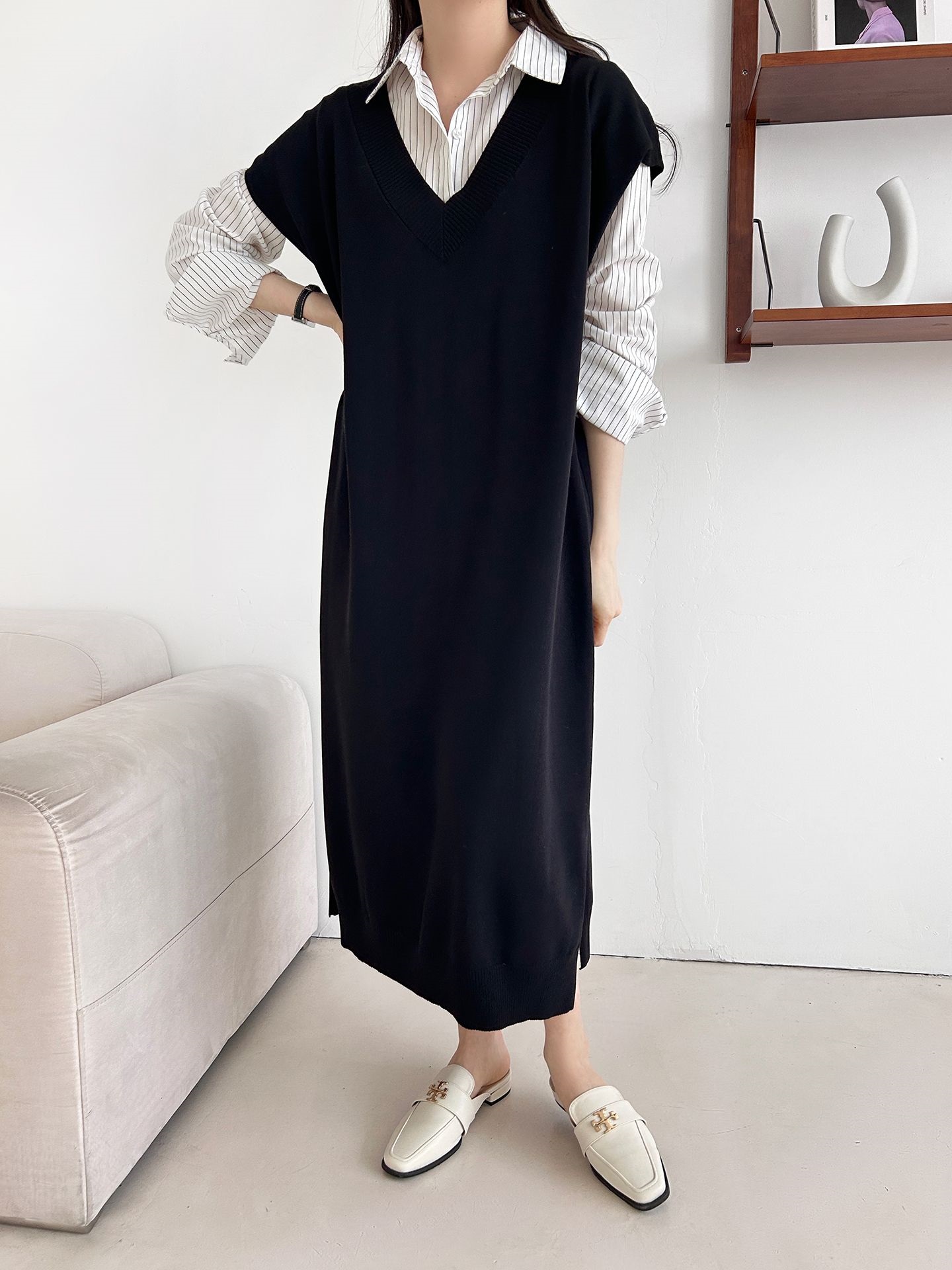 ニットVネックスリットロングワンピース | 詳細画像31