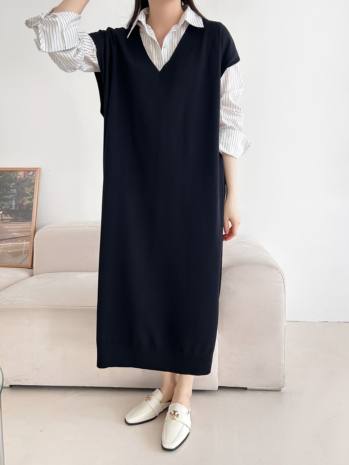 ニットVネックスリットロングワンピース | 詳細画像32