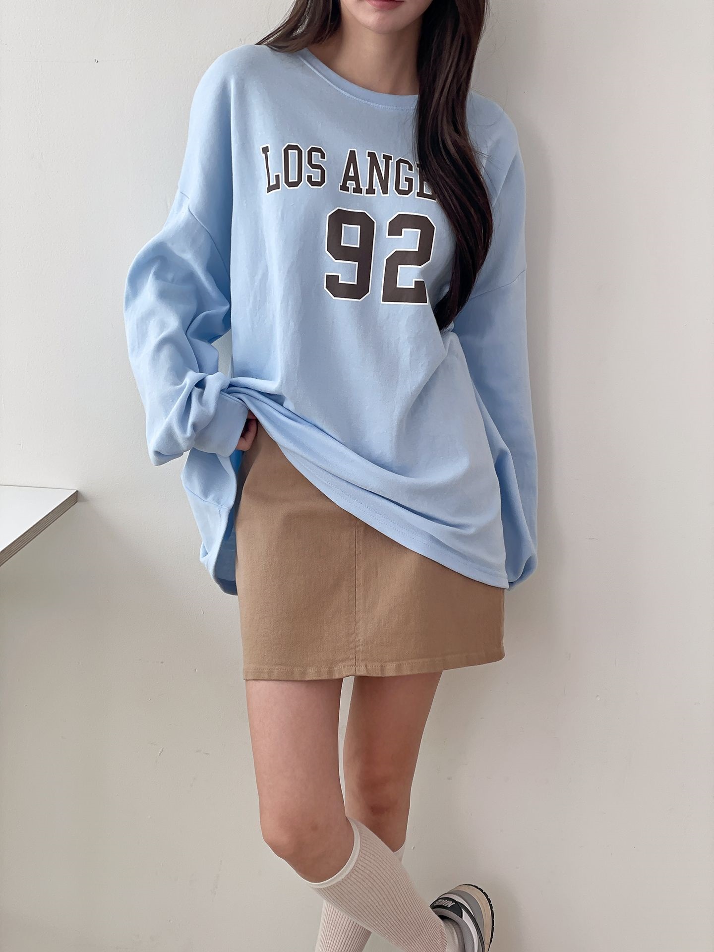 ラウンドネックオーバーサイズルーズ長袖プリントスウェット | 詳細画像4