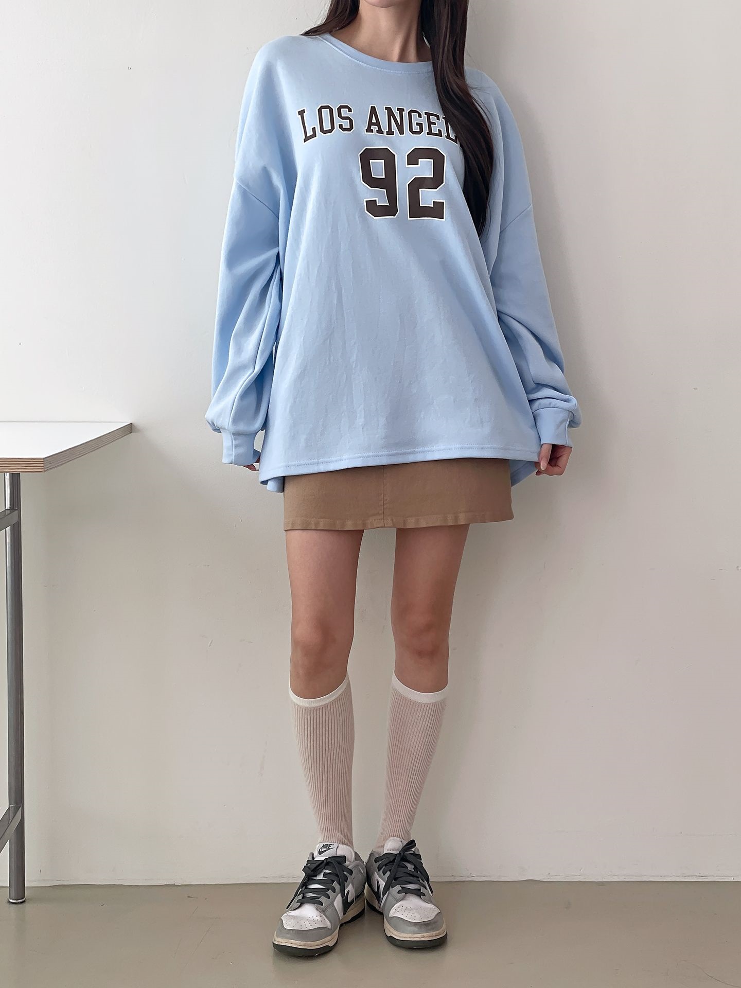 ラウンドネックオーバーサイズルーズ長袖プリントスウェット | 詳細画像5