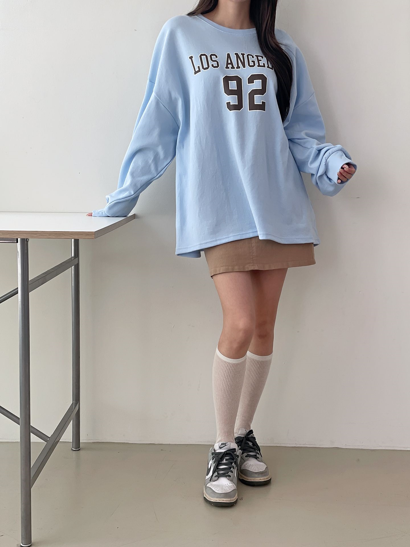 ラウンドネックオーバーサイズルーズ長袖プリントスウェット | 詳細画像7