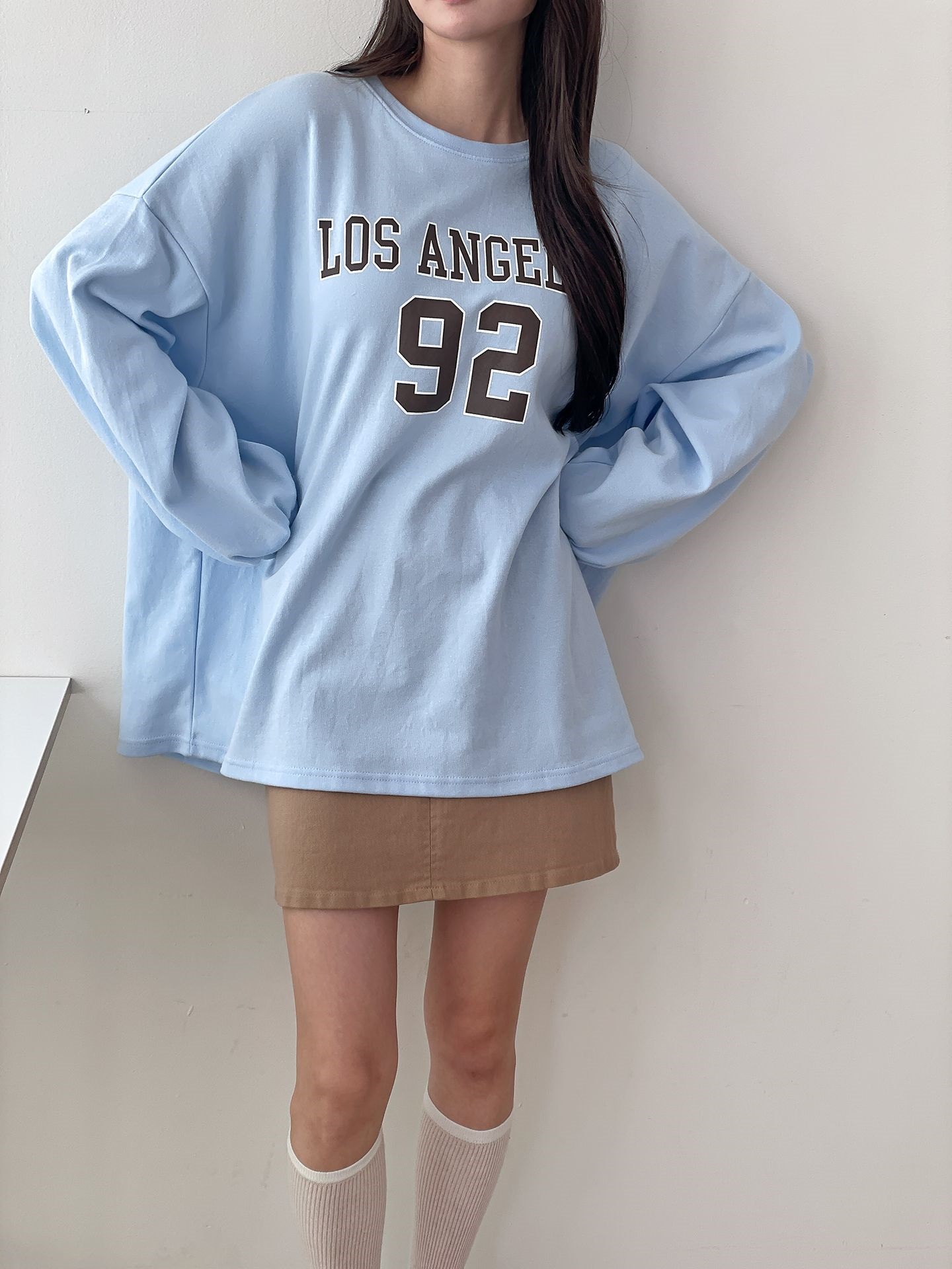 ラウンドネックオーバーサイズルーズ長袖プリントスウェット | 詳細画像11