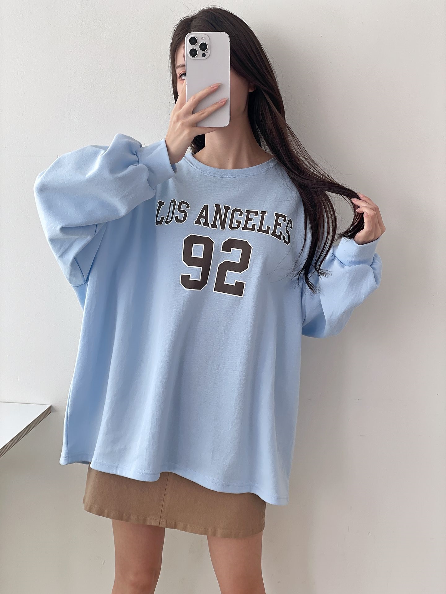 ラウンドネックオーバーサイズルーズ長袖プリントスウェット | 詳細画像12