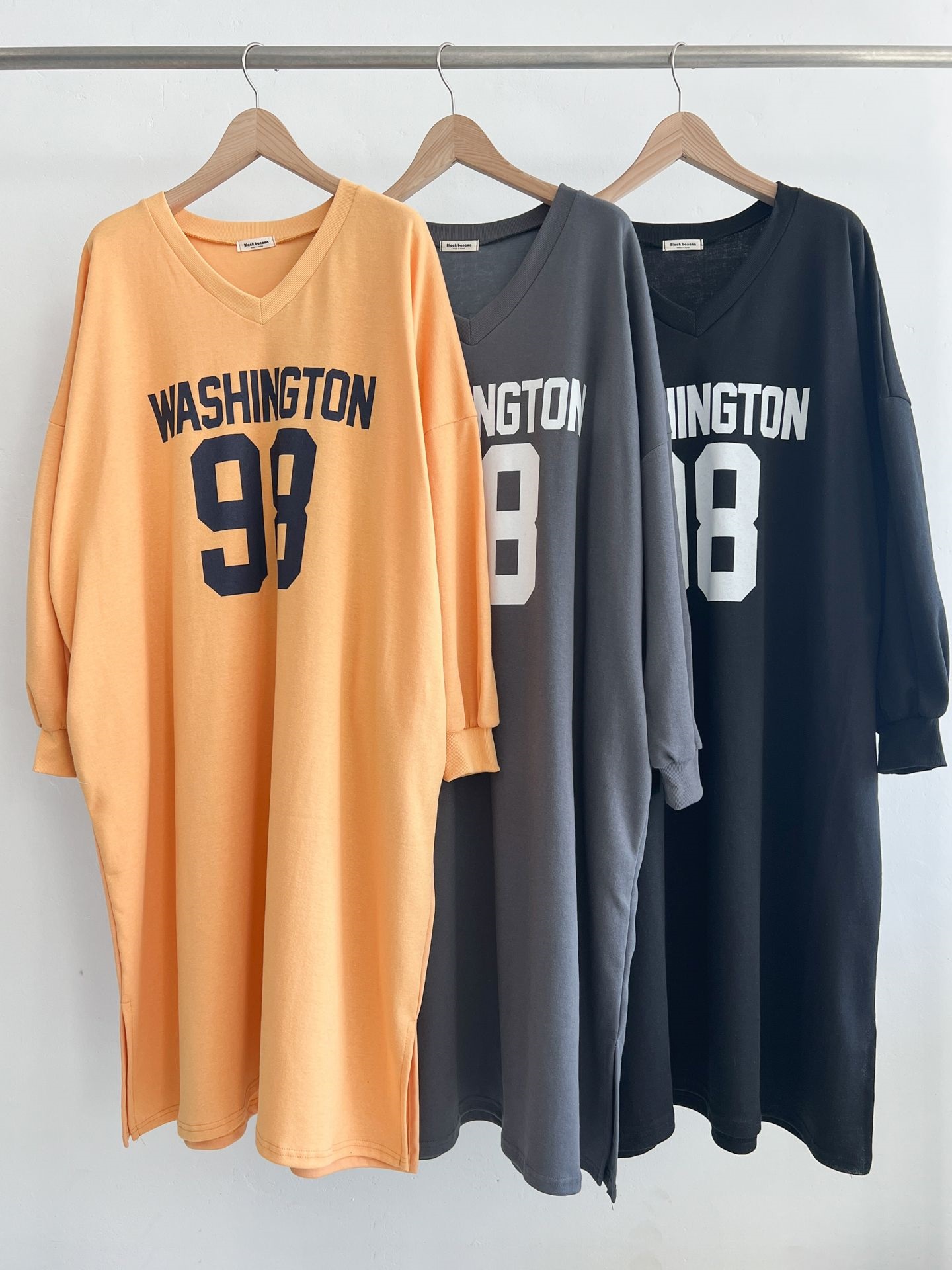 Vネックスリットポケットオーバーサイズロング長袖ビッグプリントワンピース | 詳細画像11