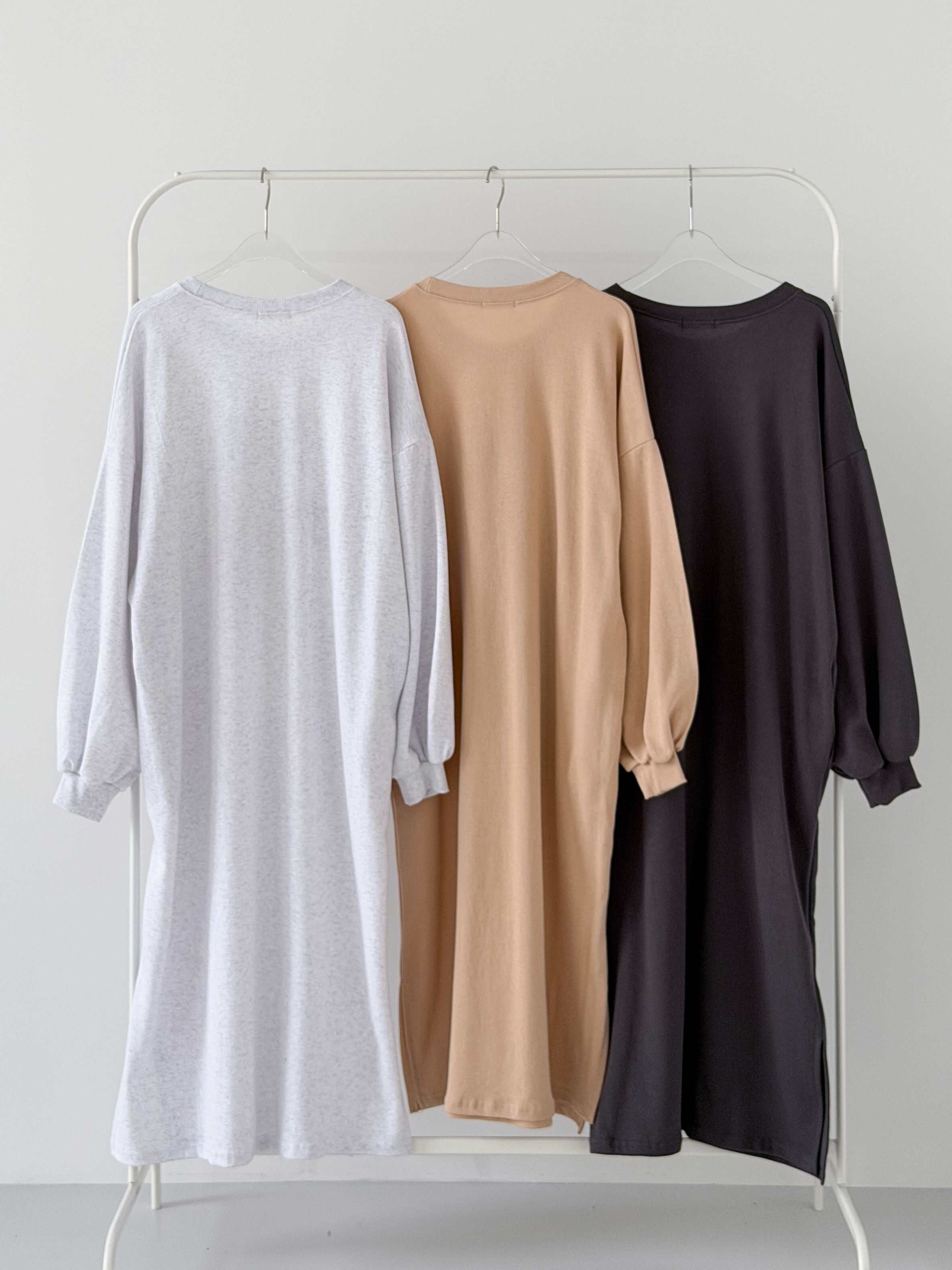 ラウンドネックスリットパフスリーブオーバーサイズロング長袖ビッグプリントワンピース | 詳細画像9