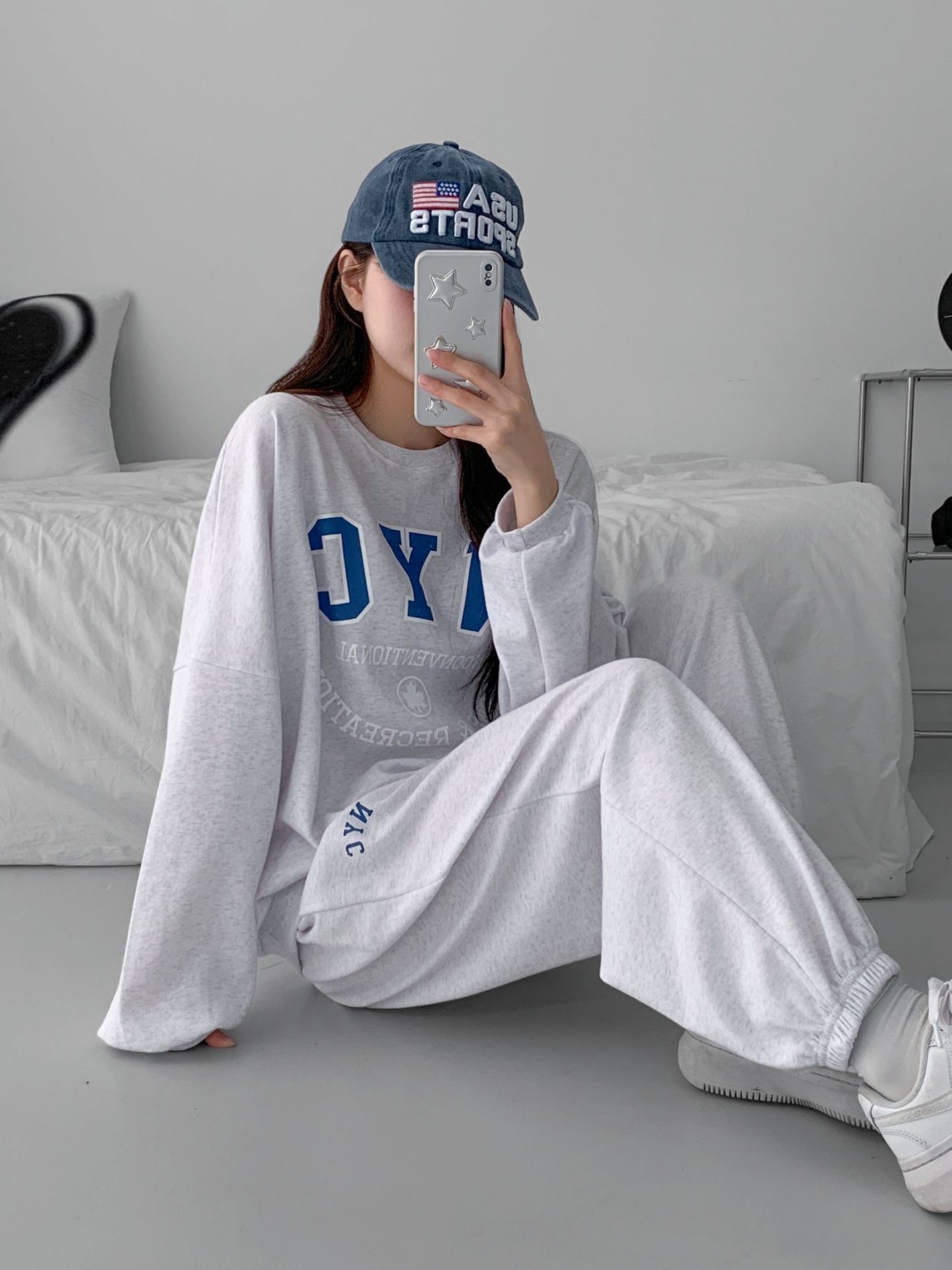 ラウンドネックポケットウエストゴムジョガープリントセットアップパンツスウェット | 詳細画像12