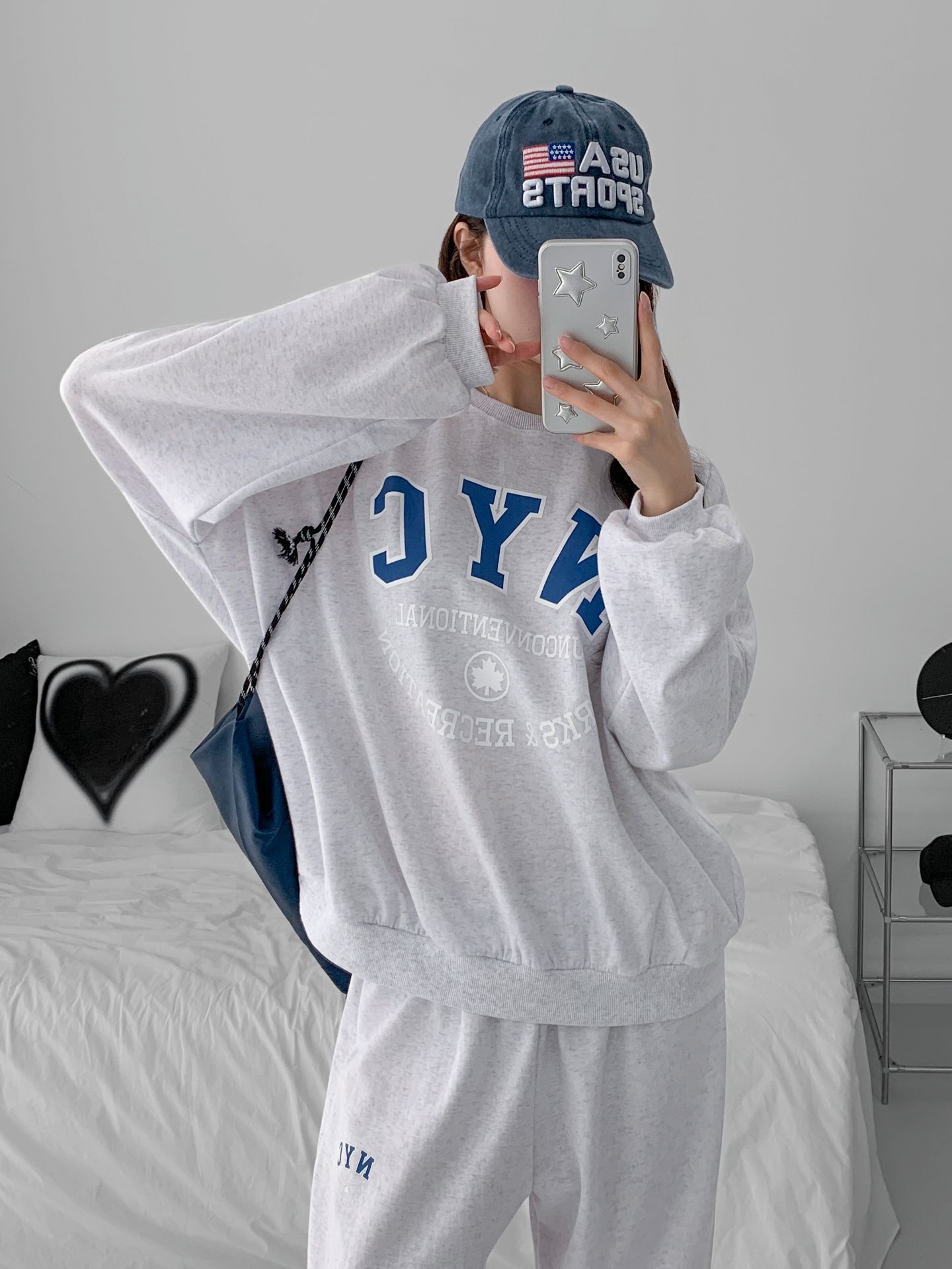 ラウンドネックポケットウエストゴムジョガープリントセットアップパンツスウェット | 詳細画像13