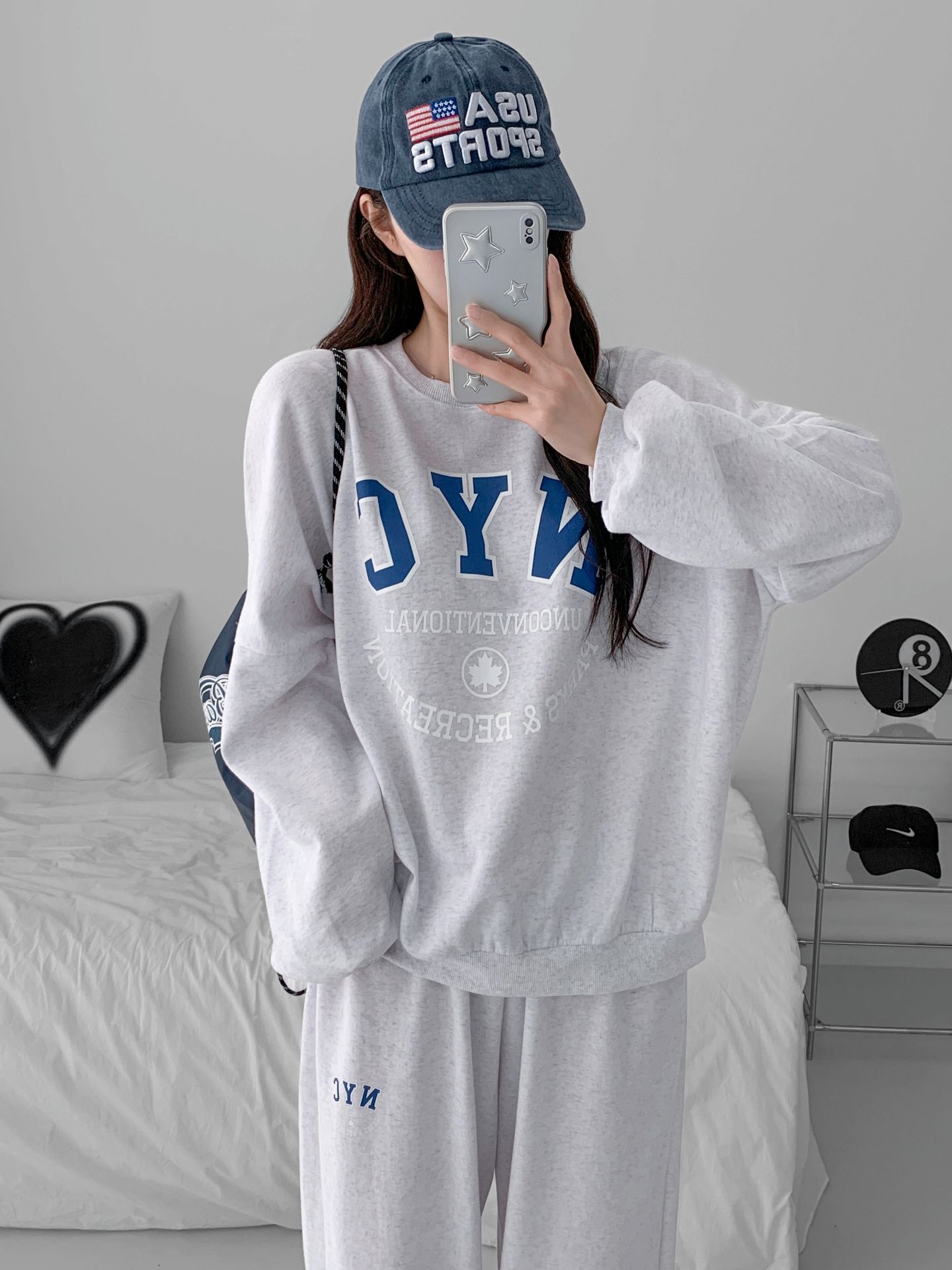 ラウンドネックポケットウエストゴムジョガープリントセットアップパンツスウェット | 詳細画像14