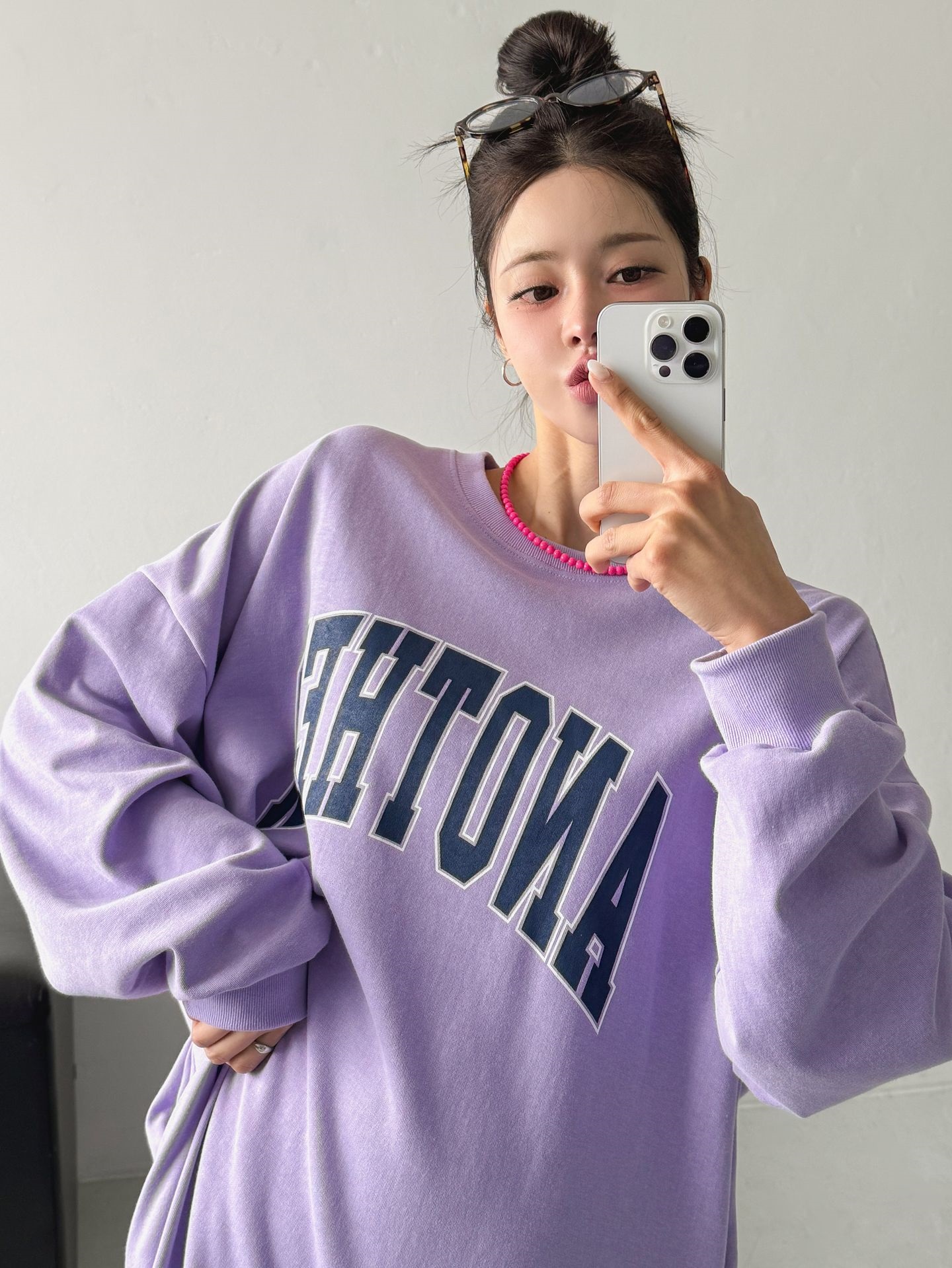 ラウンドネックスリットポケットオーバーサイズボクシーIラインロングプリントワンピース | 詳細画像9