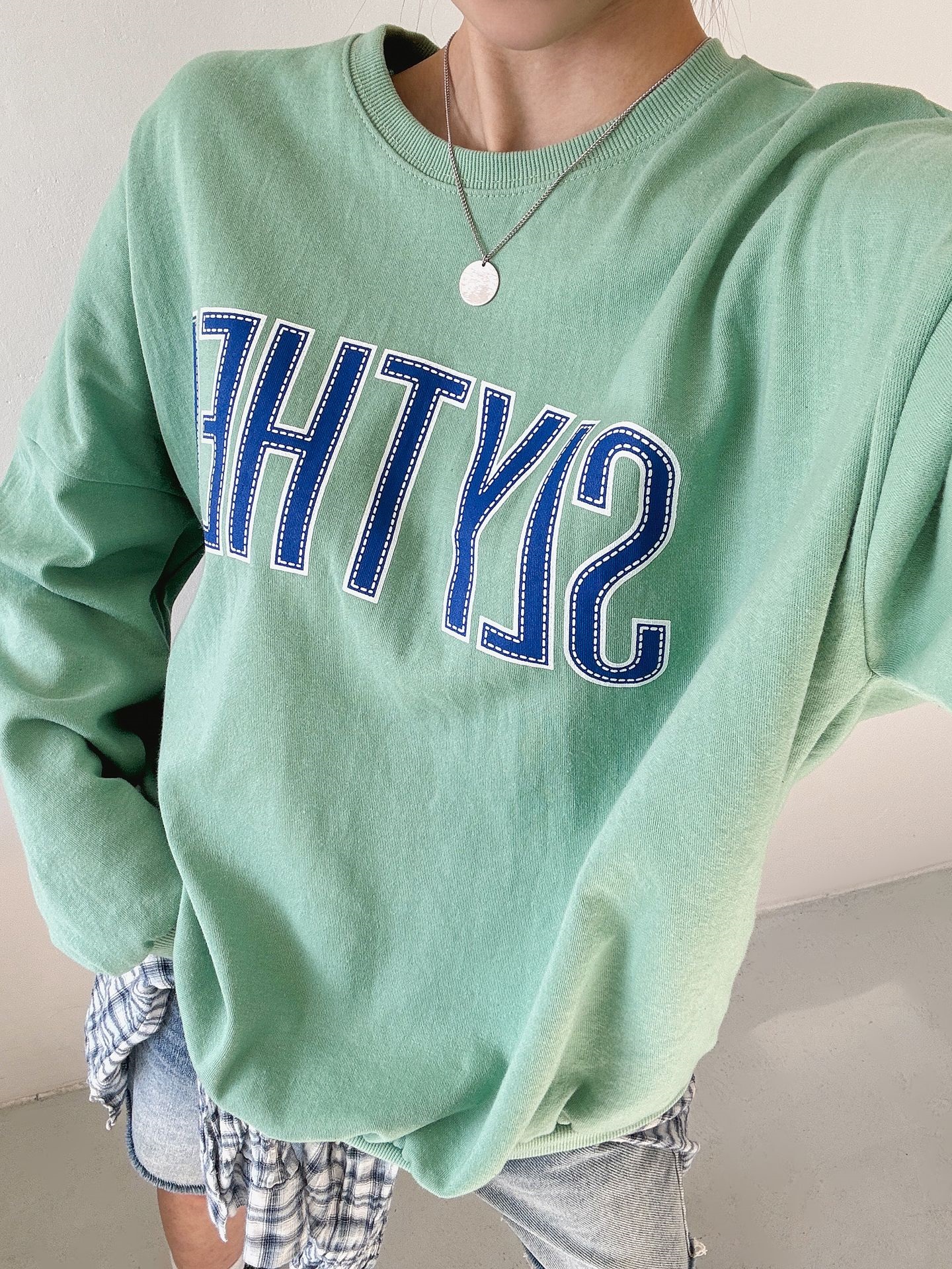 ラウンドネックオーバーサイズルーズ長袖ビッグプリントスウェット | 詳細画像9