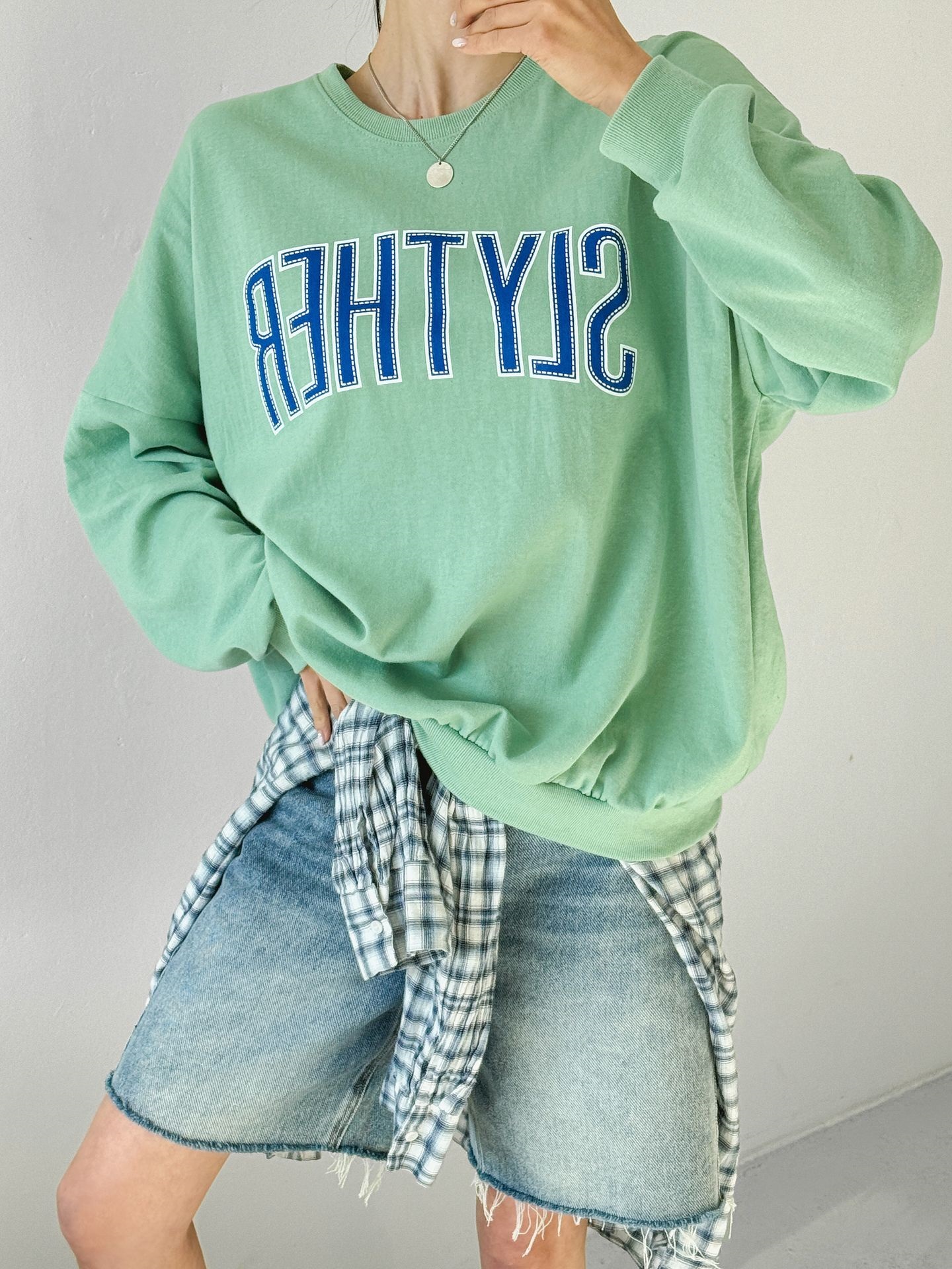 ラウンドネックオーバーサイズルーズ長袖ビッグプリントスウェット | 詳細画像14