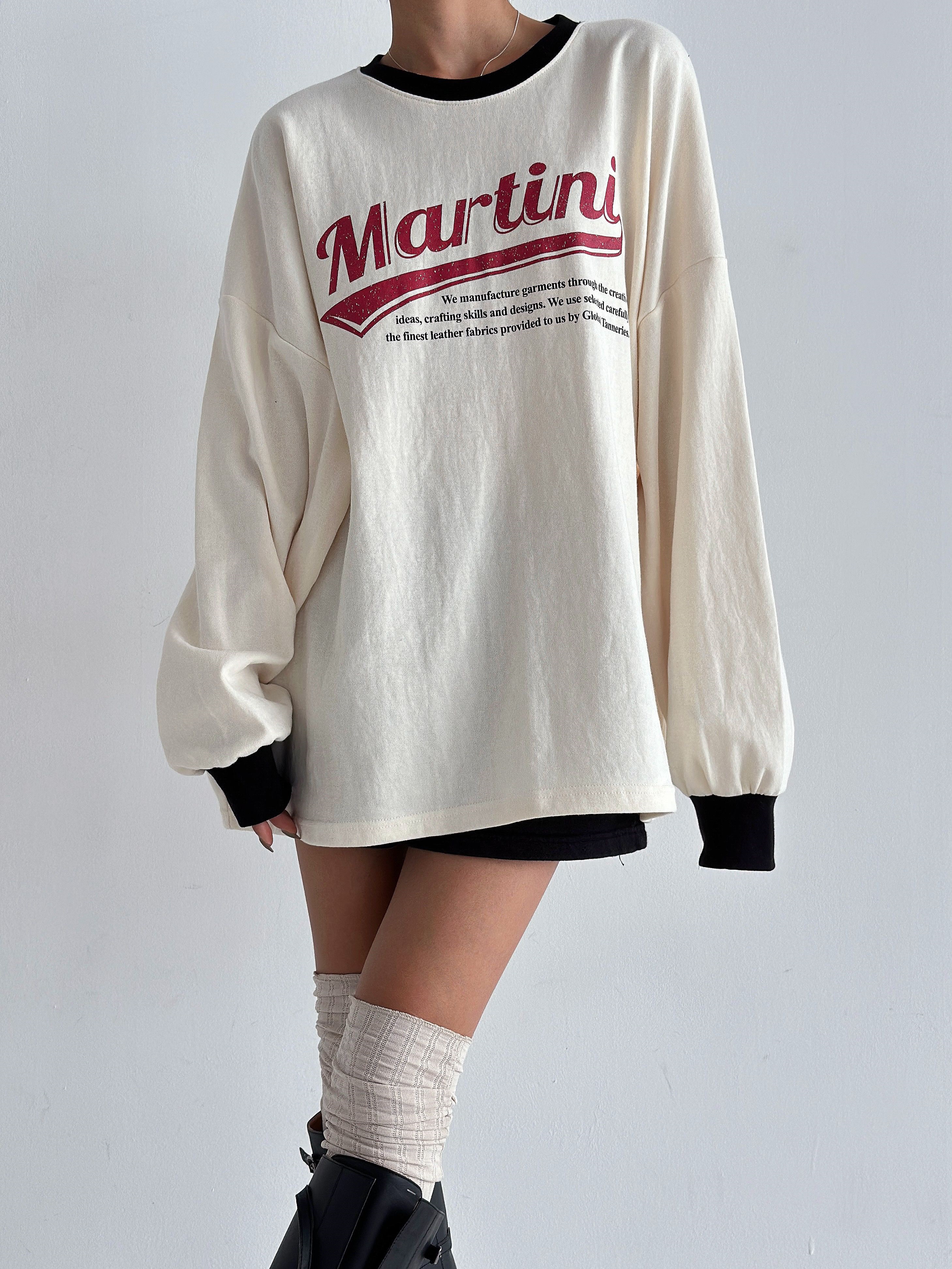 ラウンドネックオーバーサイズルーズ長袖ビッグプリント配色Tシャツ | 詳細画像12