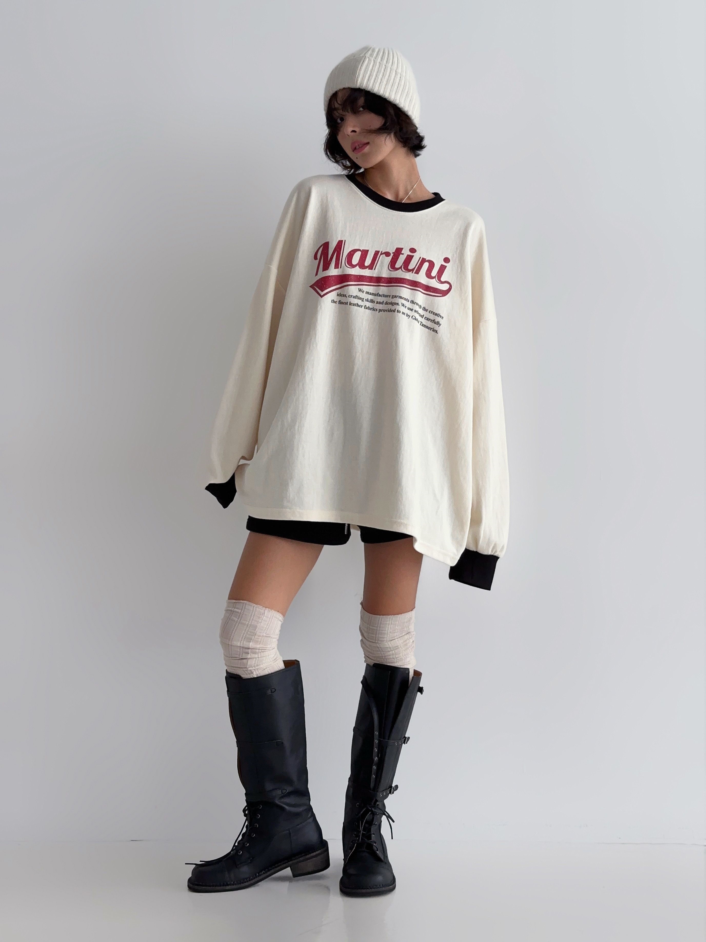 ラウンドネックオーバーサイズルーズ長袖ビッグプリント配色Tシャツ | 詳細画像14