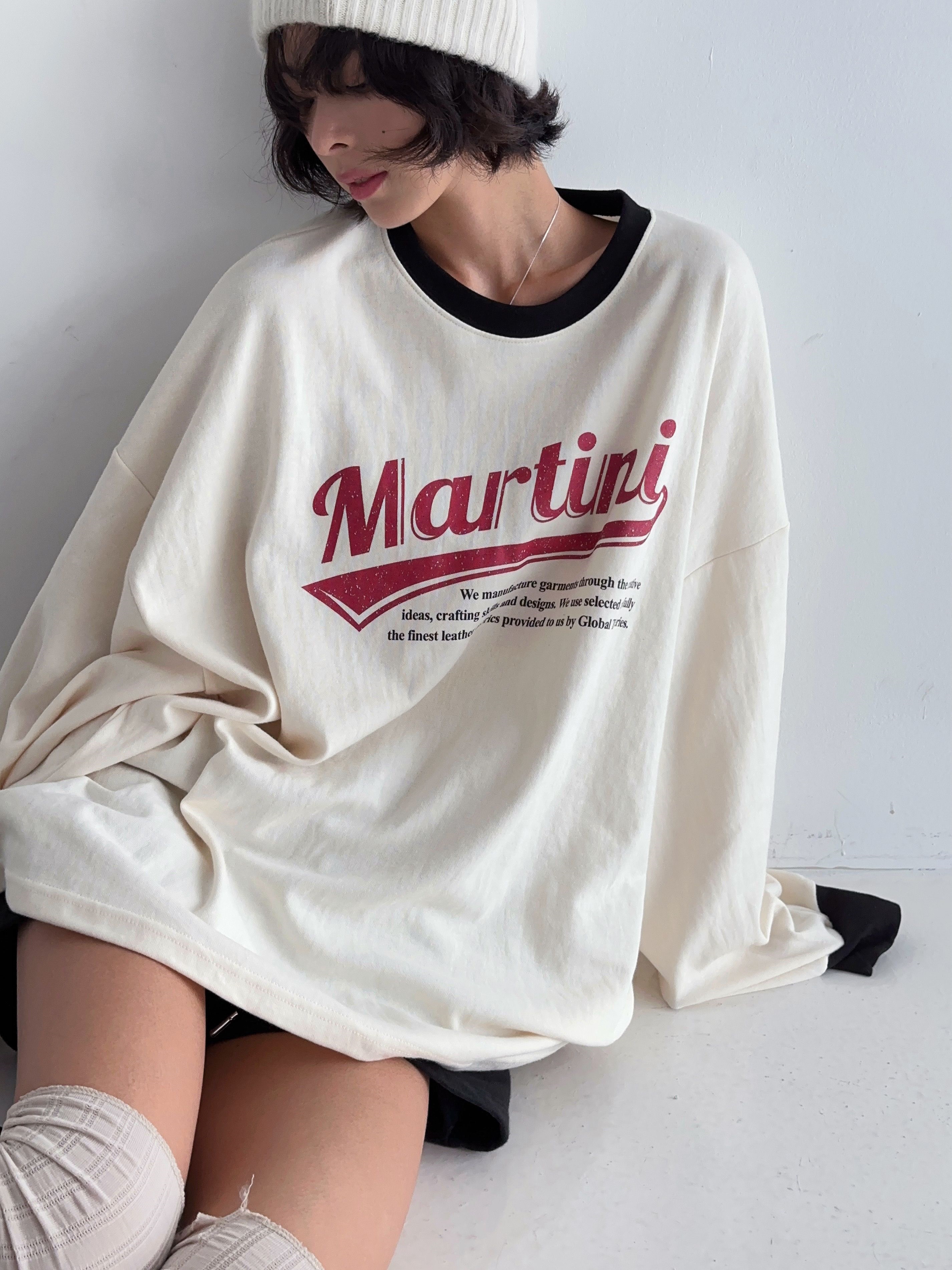 ラウンドネックオーバーサイズルーズ長袖ビッグプリント配色Tシャツ | 詳細画像15