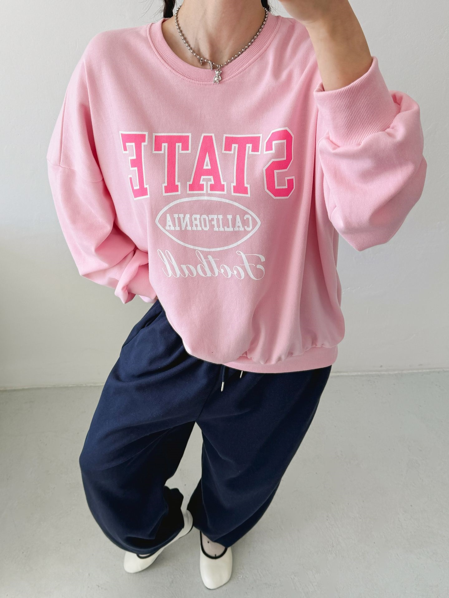 ラウンドネックオーバーサイズルーズ長袖ビッグプリントスウェット | 詳細画像10