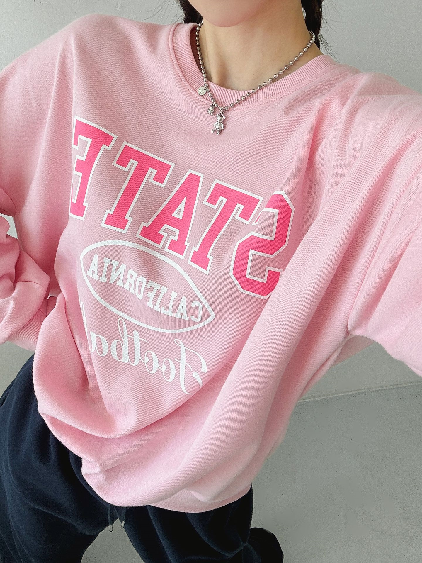 ラウンドネックオーバーサイズルーズ長袖ビッグプリントスウェット | 詳細画像11