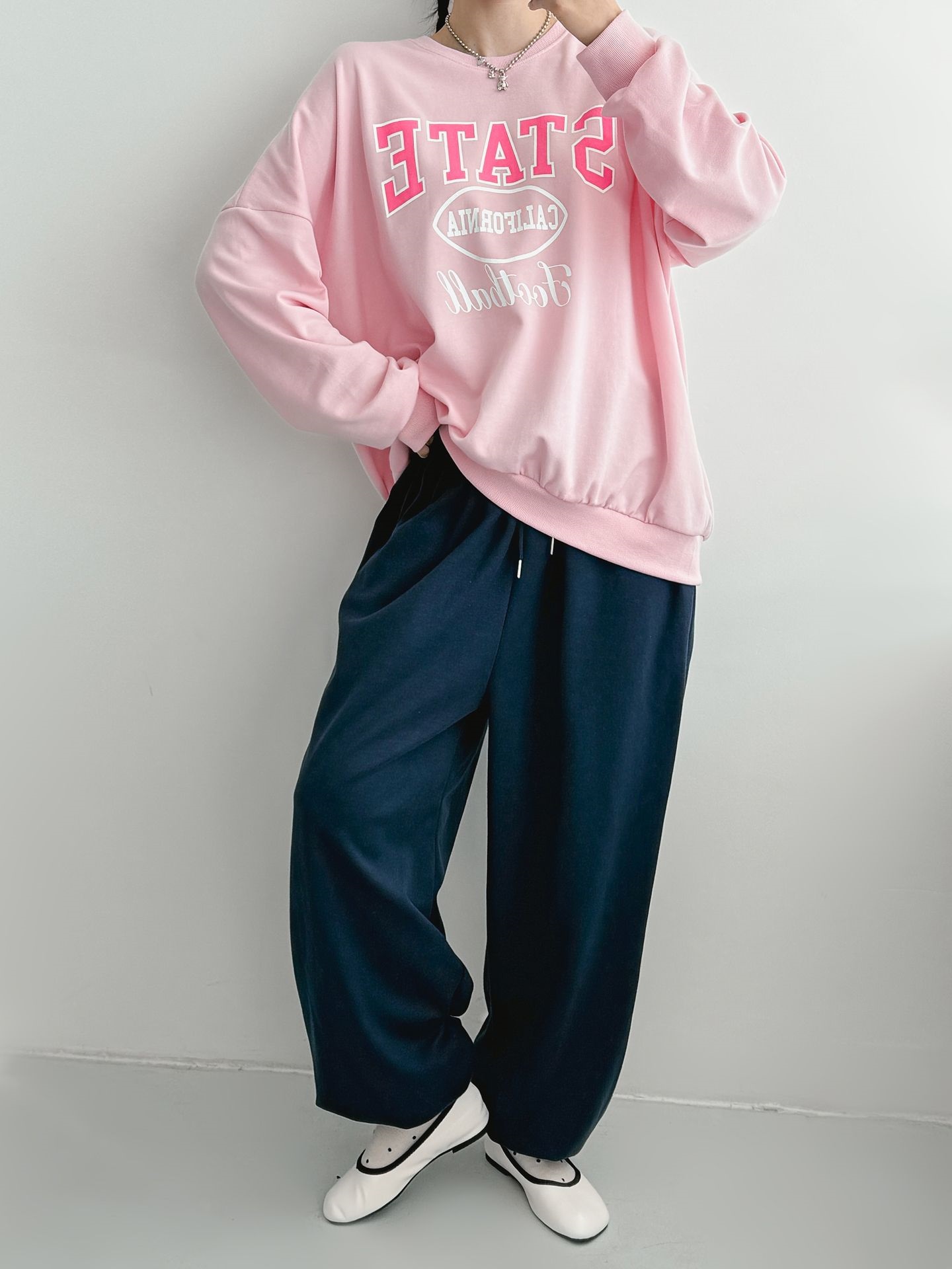 ラウンドネックオーバーサイズルーズ長袖ビッグプリントスウェット | 詳細画像13