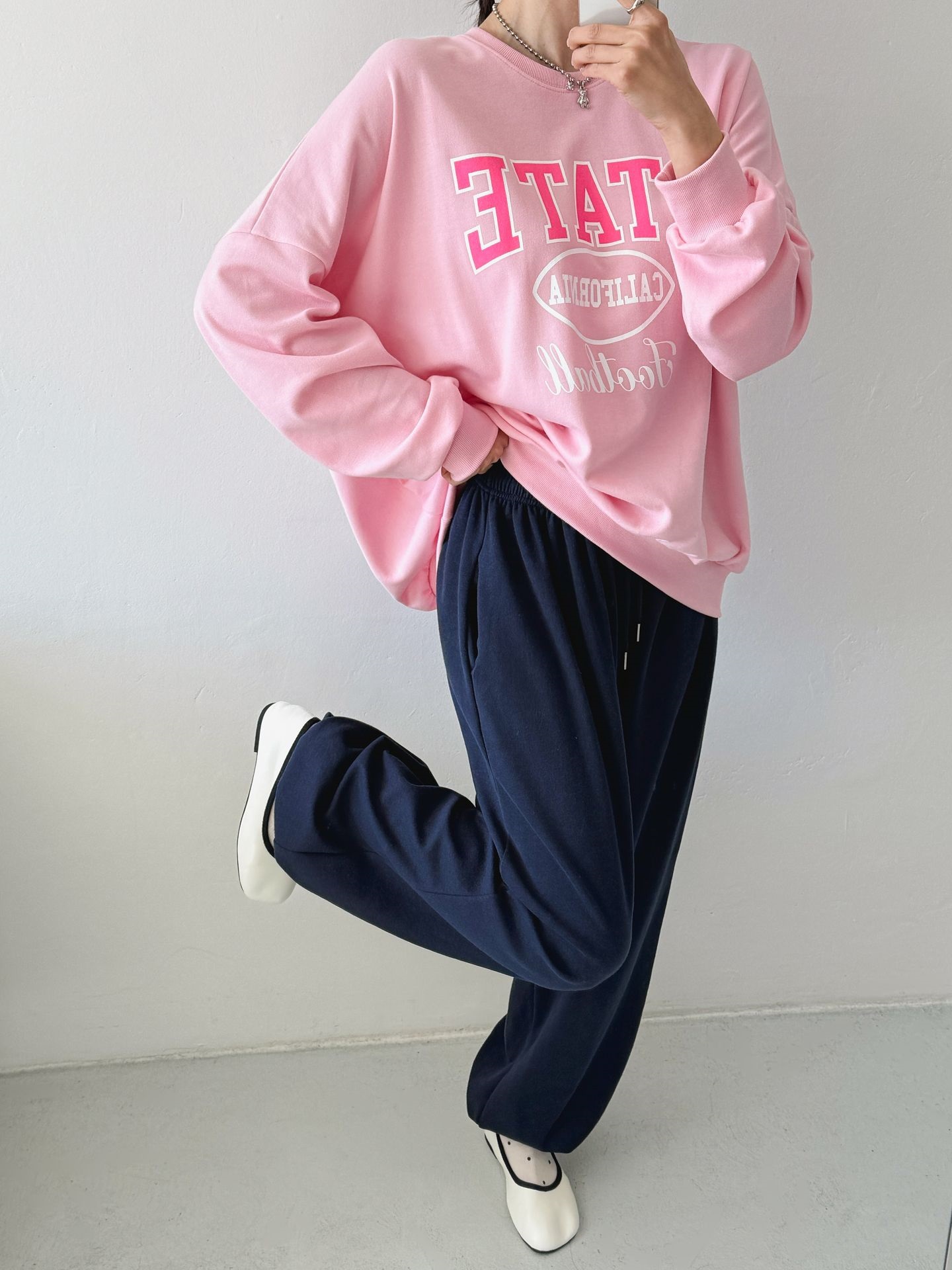 ラウンドネックオーバーサイズルーズ長袖ビッグプリントスウェット | 詳細画像16