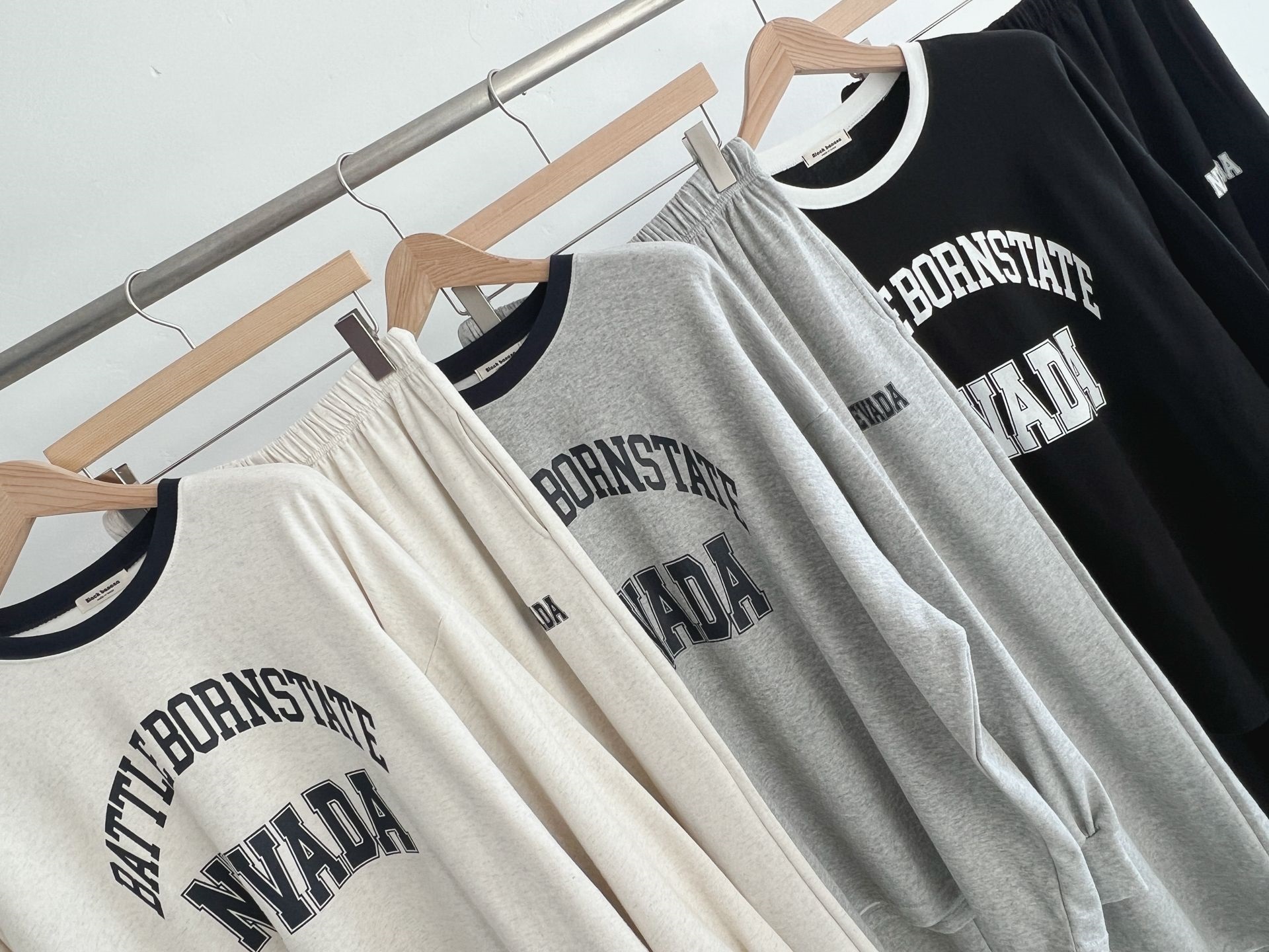 ラウンドネックドローストリングポケットウエストゴムオーバーサイズボクシー長袖ワイドプリント配色セットアップ | 詳細画像15