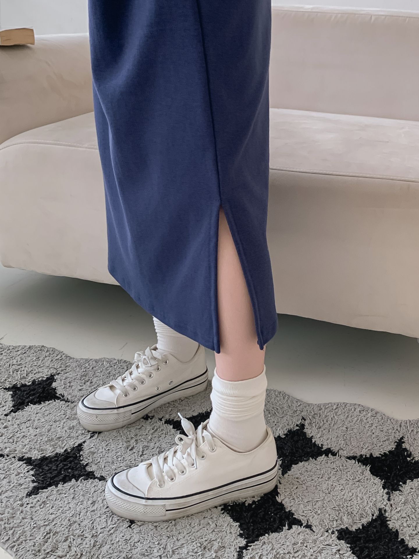 ラウンドネックスリットポケットパフスリーブオーバーサイズボクシーロング長袖ビッグプリントワンピース | 詳細画像12