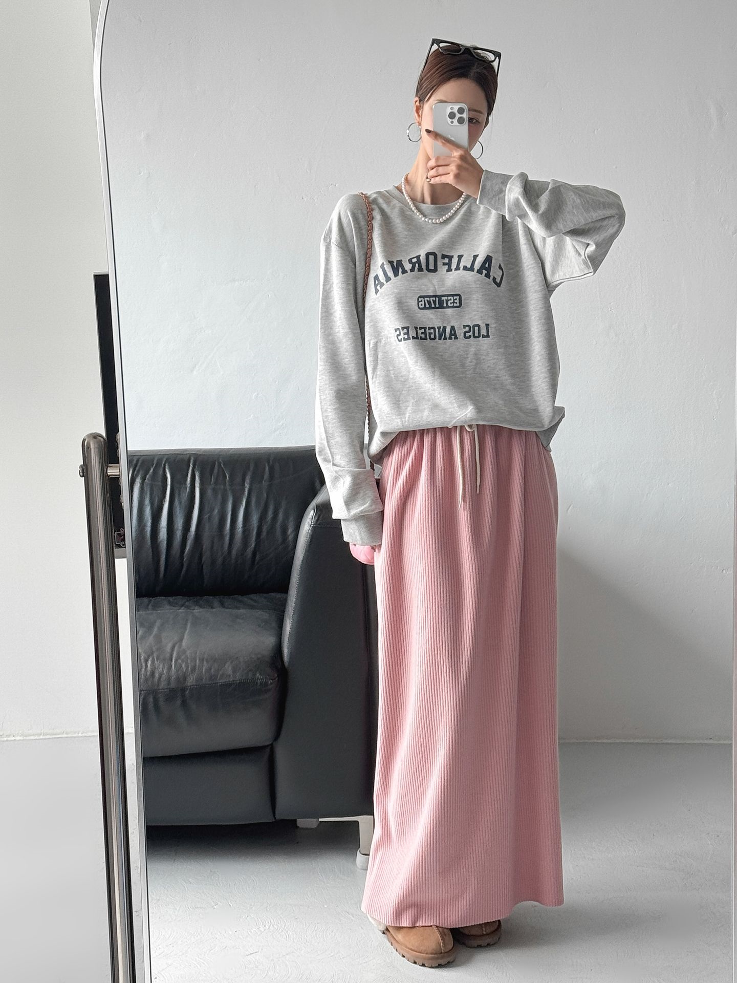 起毛リブドローストリングスリットウエストゴムロングスカート | 詳細画像5