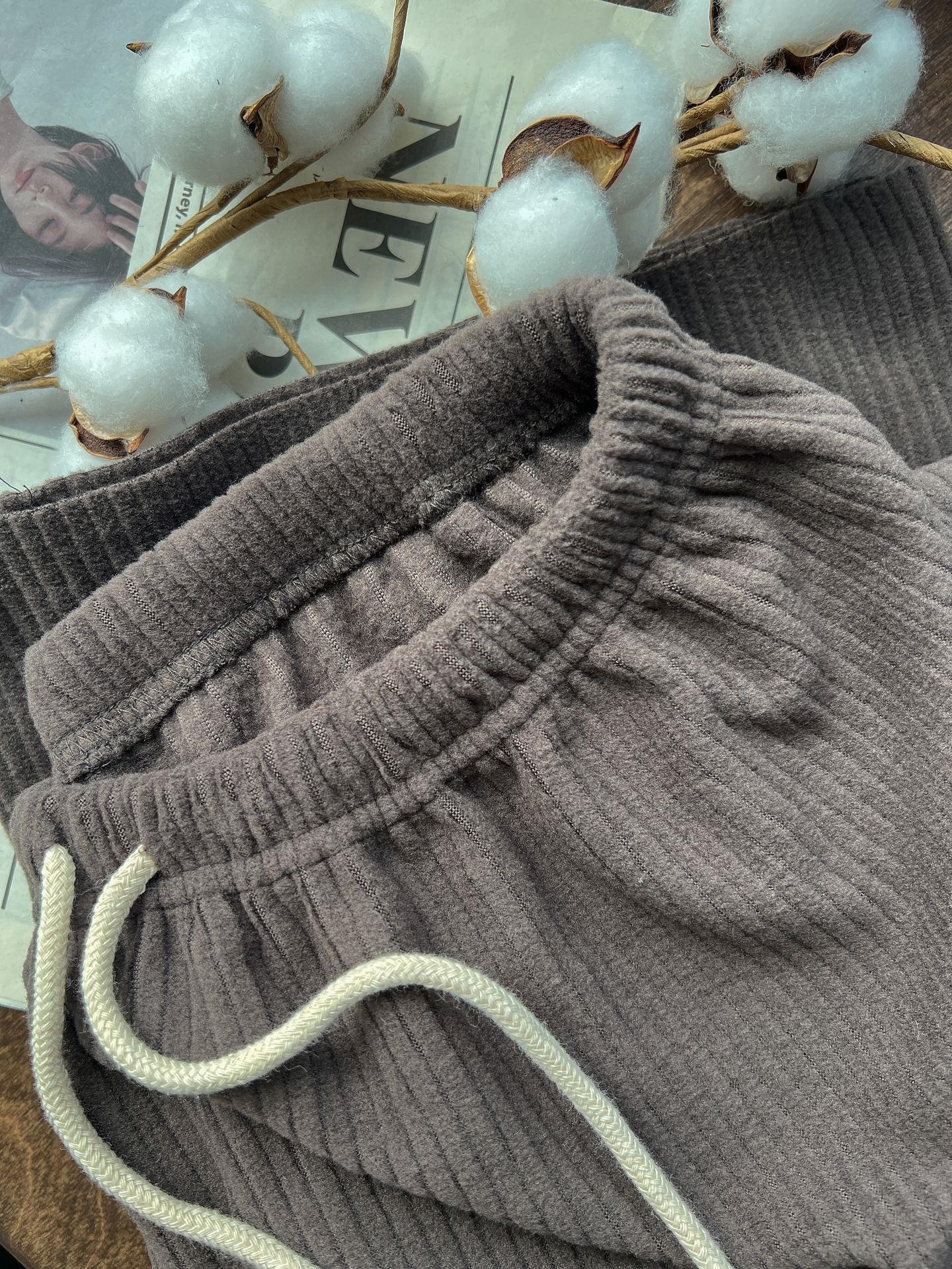 起毛リブドローストリングスリットウエストゴムロングスカート | 詳細画像10