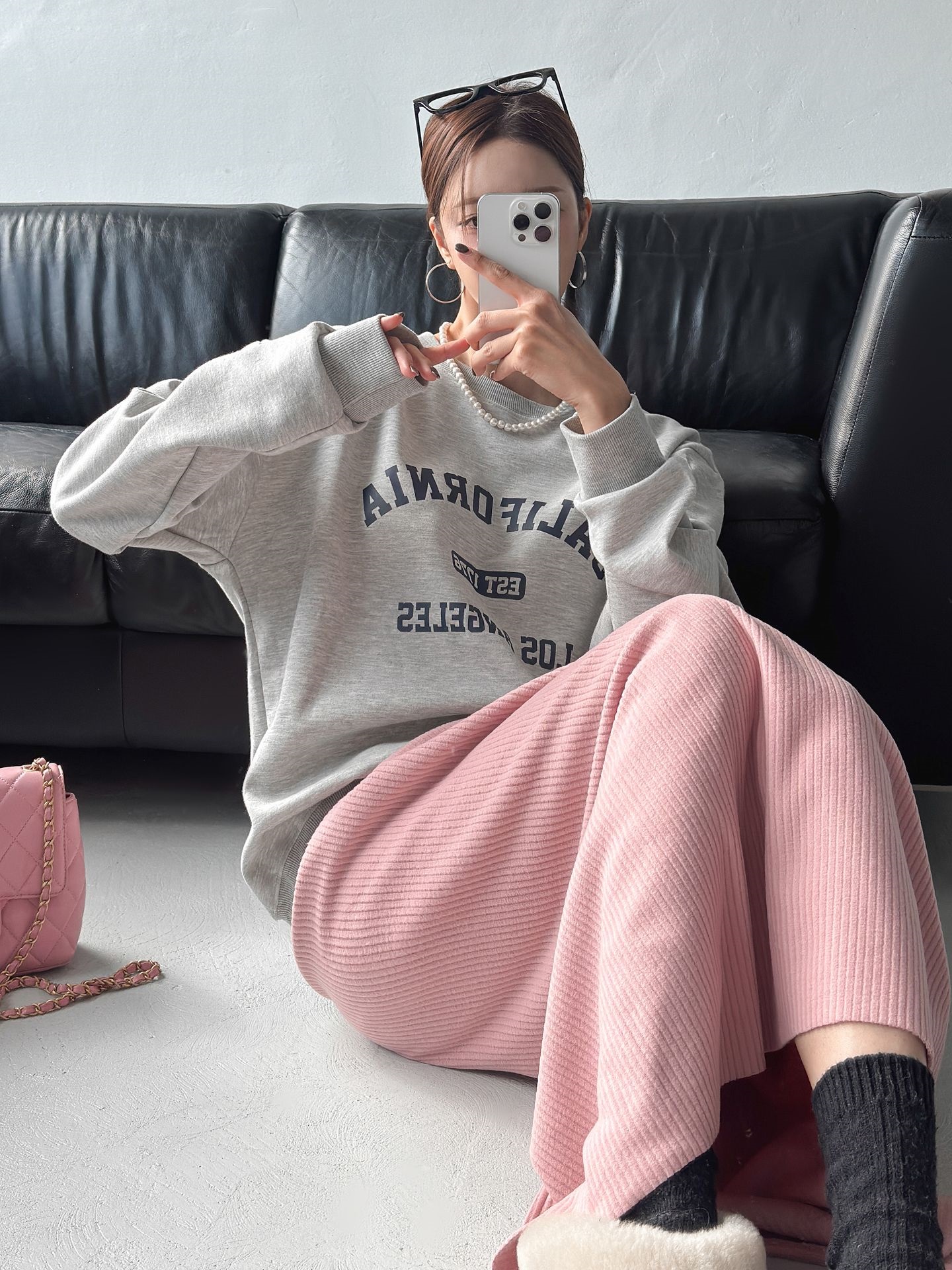 起毛リブドローストリングスリットウエストゴムロングスカート | 詳細画像14