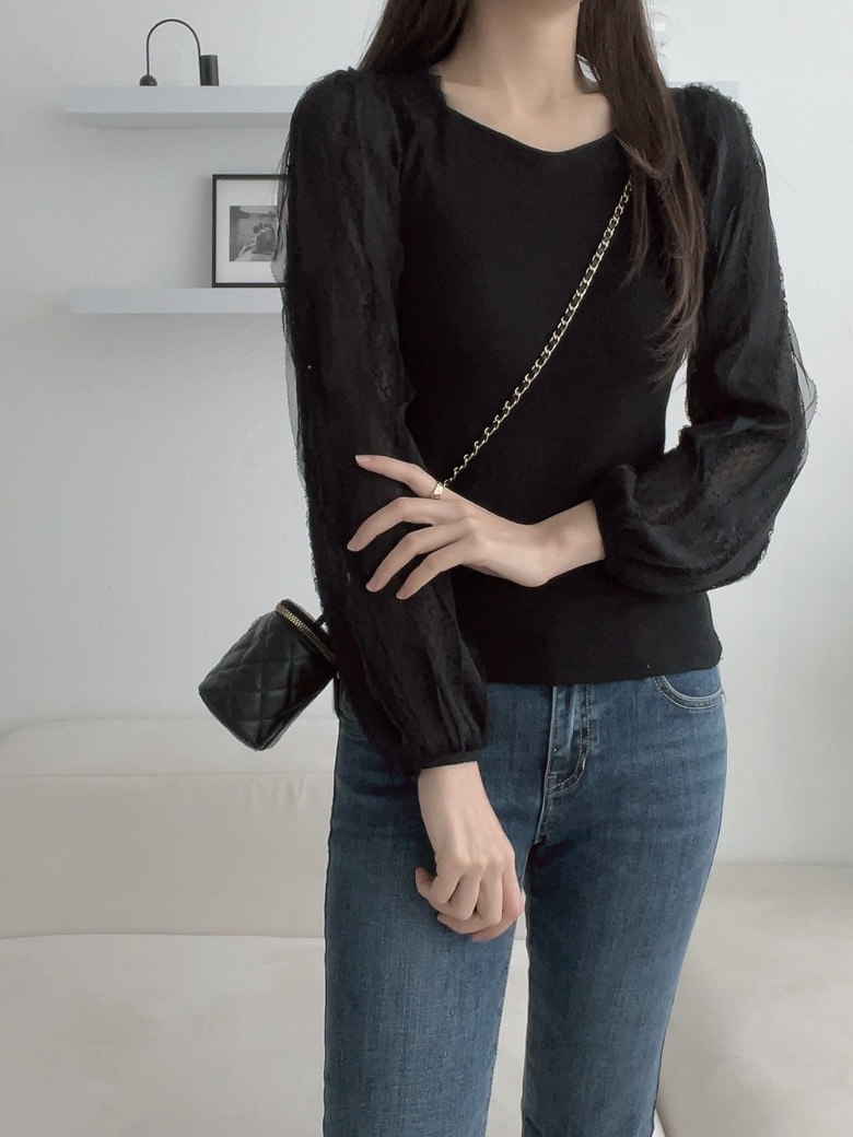 ハートネック長袖レースTシャツ | 詳細画像2