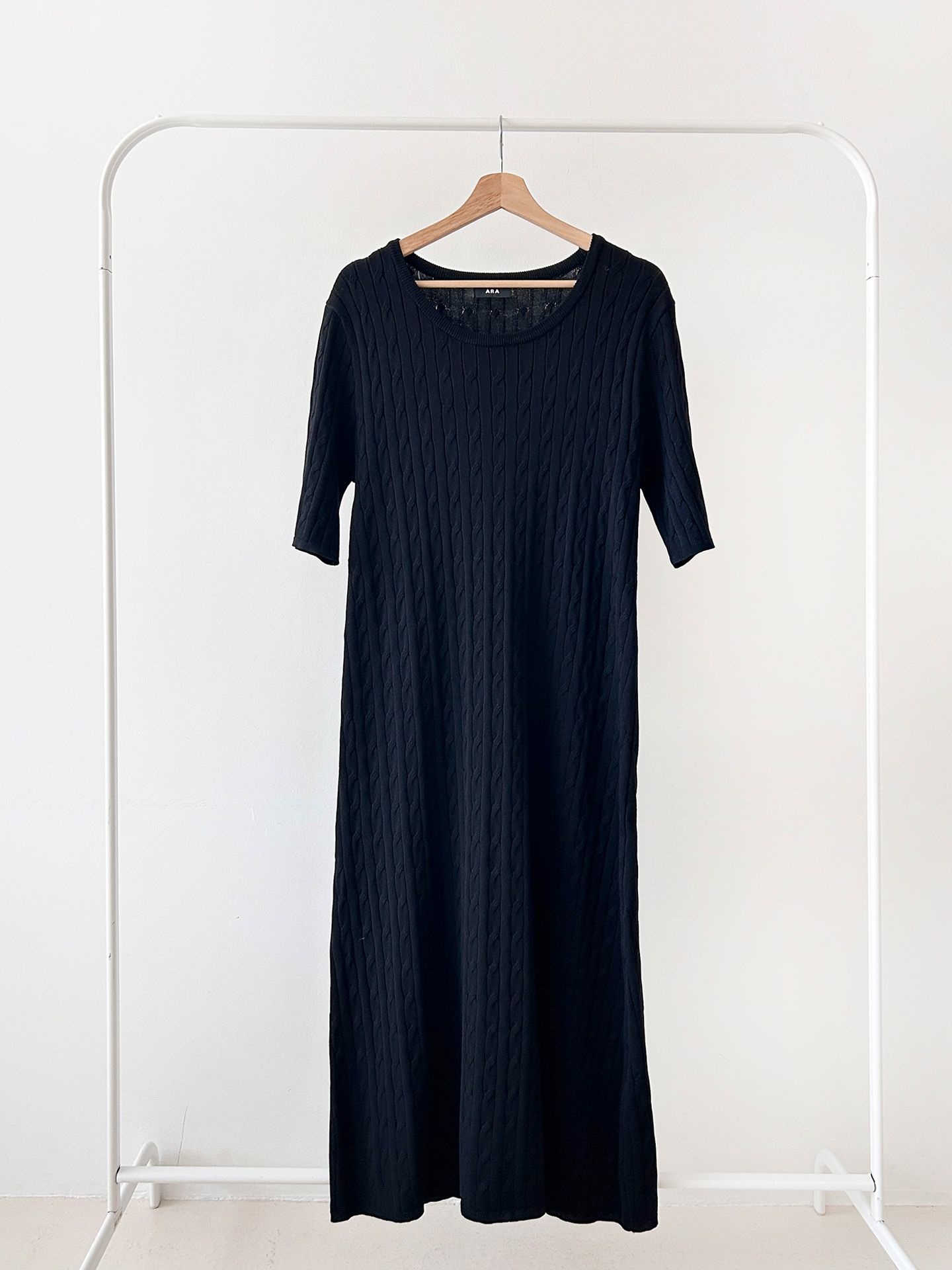 ニットラウンドネックケーブルロング半袖ワンピース | 詳細画像37