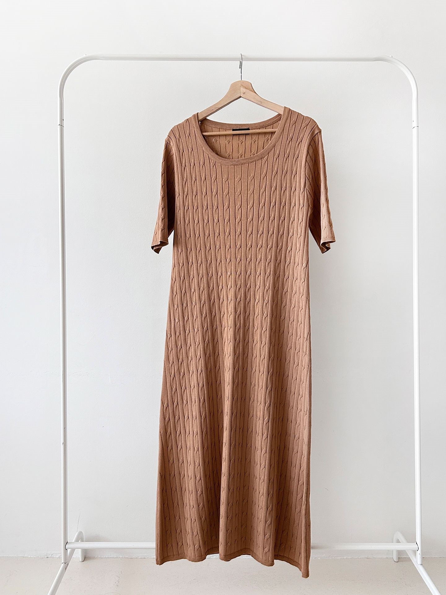 ニットラウンドネックケーブルロング半袖ワンピース | 詳細画像38