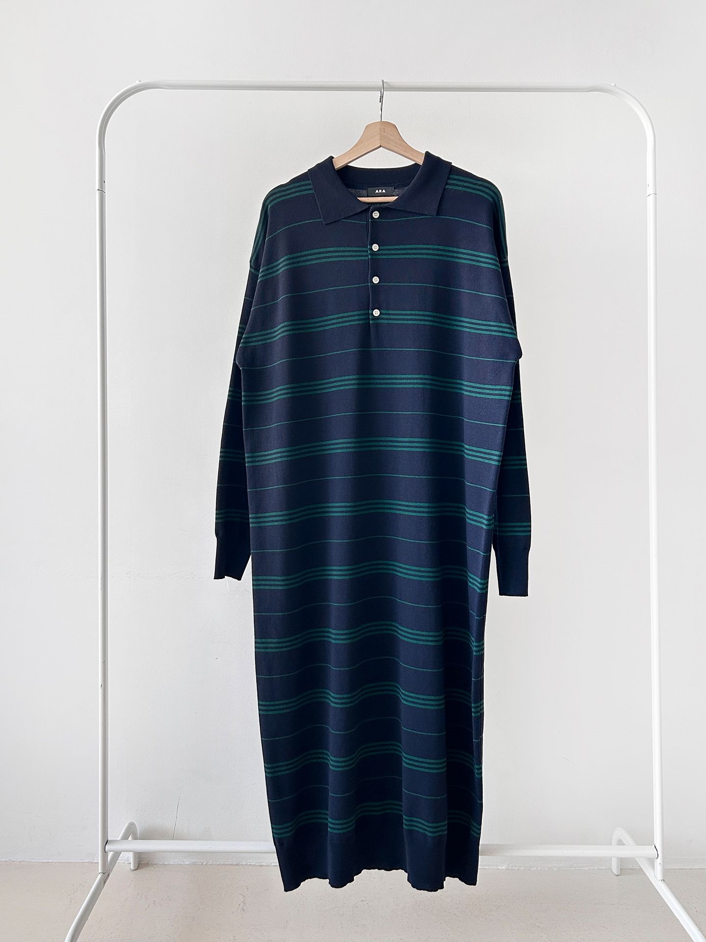 ニットボタンカラーロング長袖ボーダーワンピース | 詳細画像35