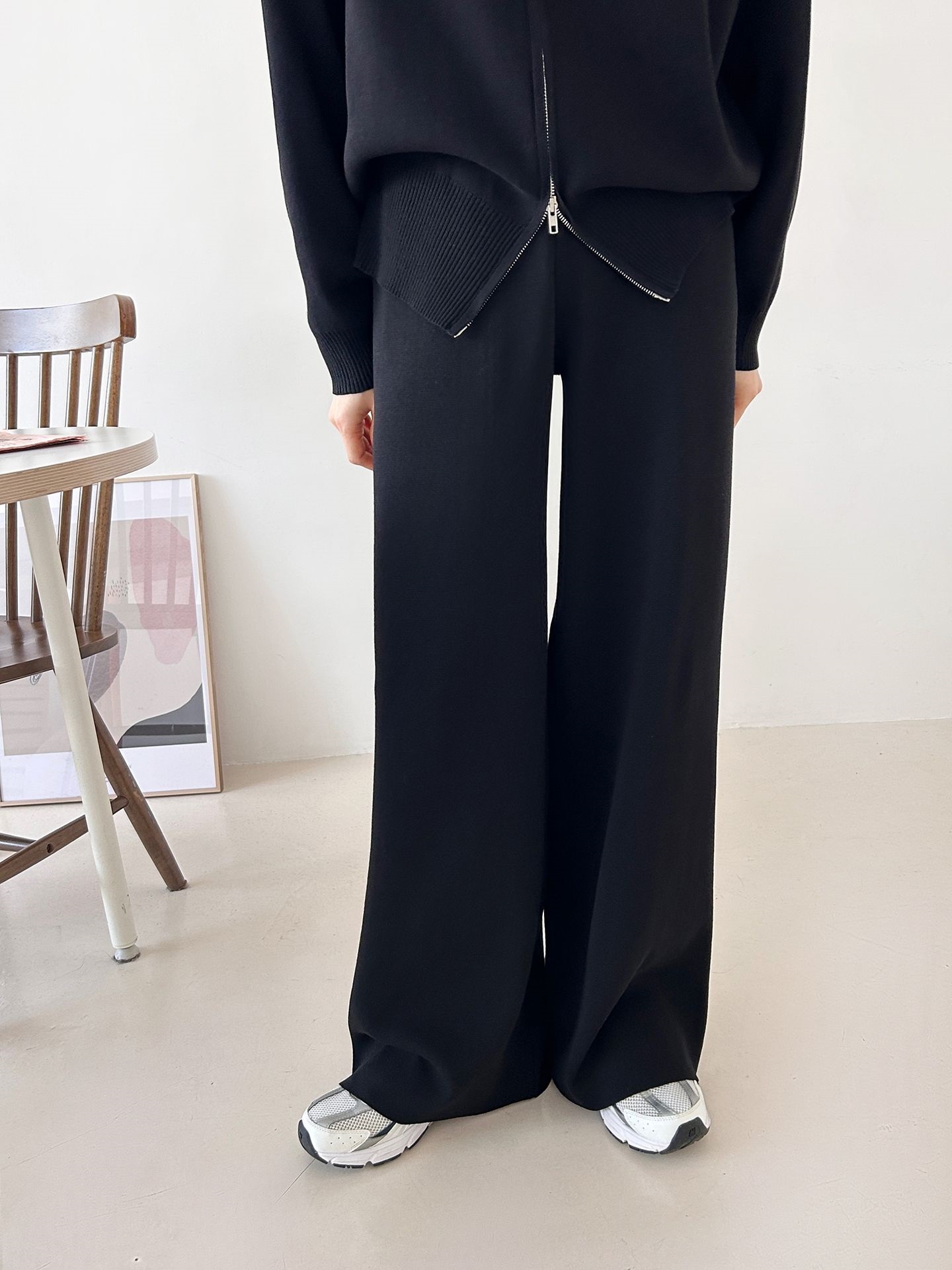 ジップアップハイネックダブルジップウエストゴムセットアップパンツカーディガン | 詳細画像35