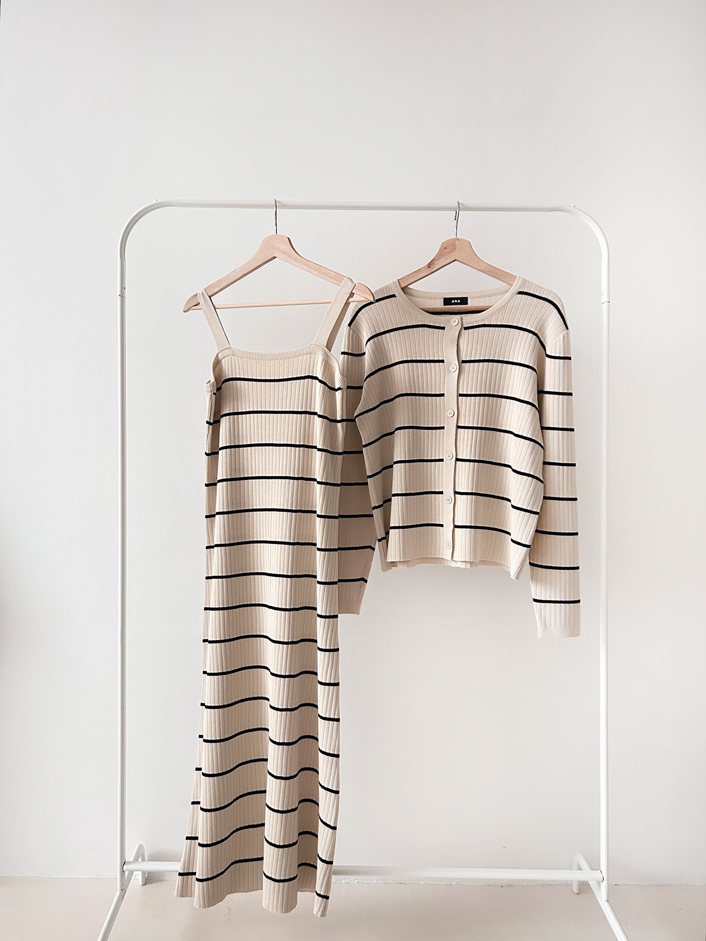 ニットラウンドネックボーダーワンピースカーディガンアンサンブル | 詳細画像28