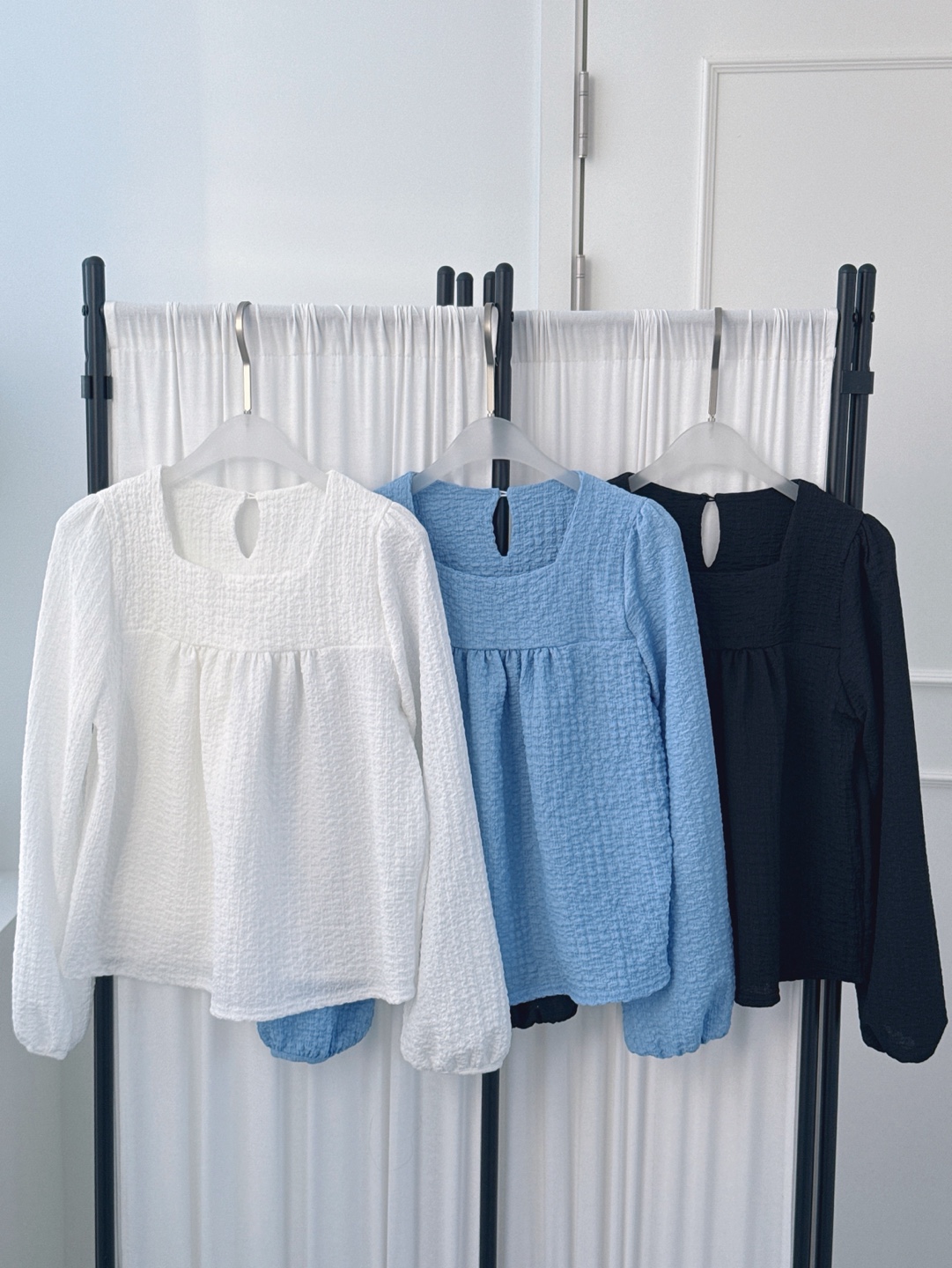 スクエアネックシャーリング長袖ブラウス | 詳細画像17