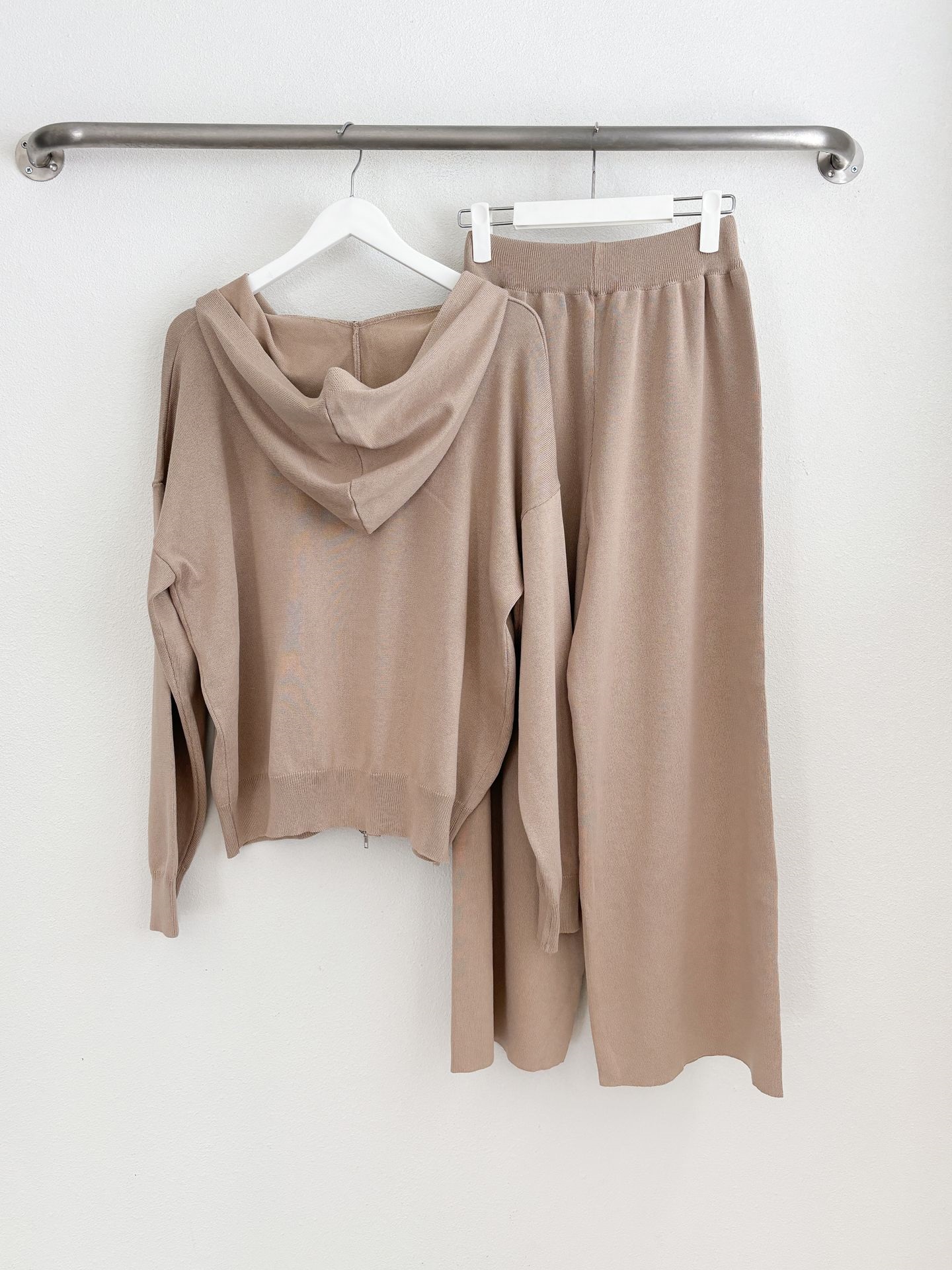 フードダブルジップウエストゴムルーズ長袖セットアップパンツカーディガン | 詳細画像34