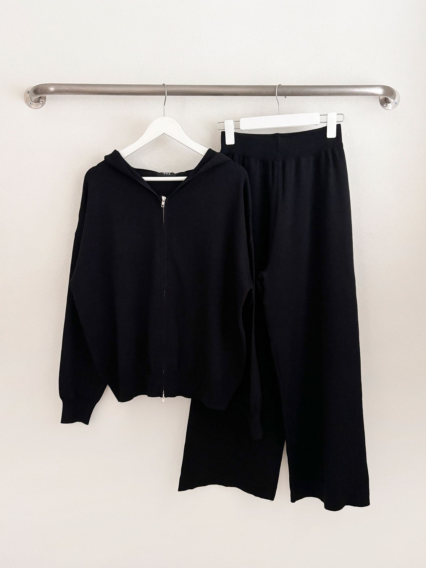 フードダブルジップウエストゴムルーズ長袖セットアップパンツカーディガン | 詳細画像35