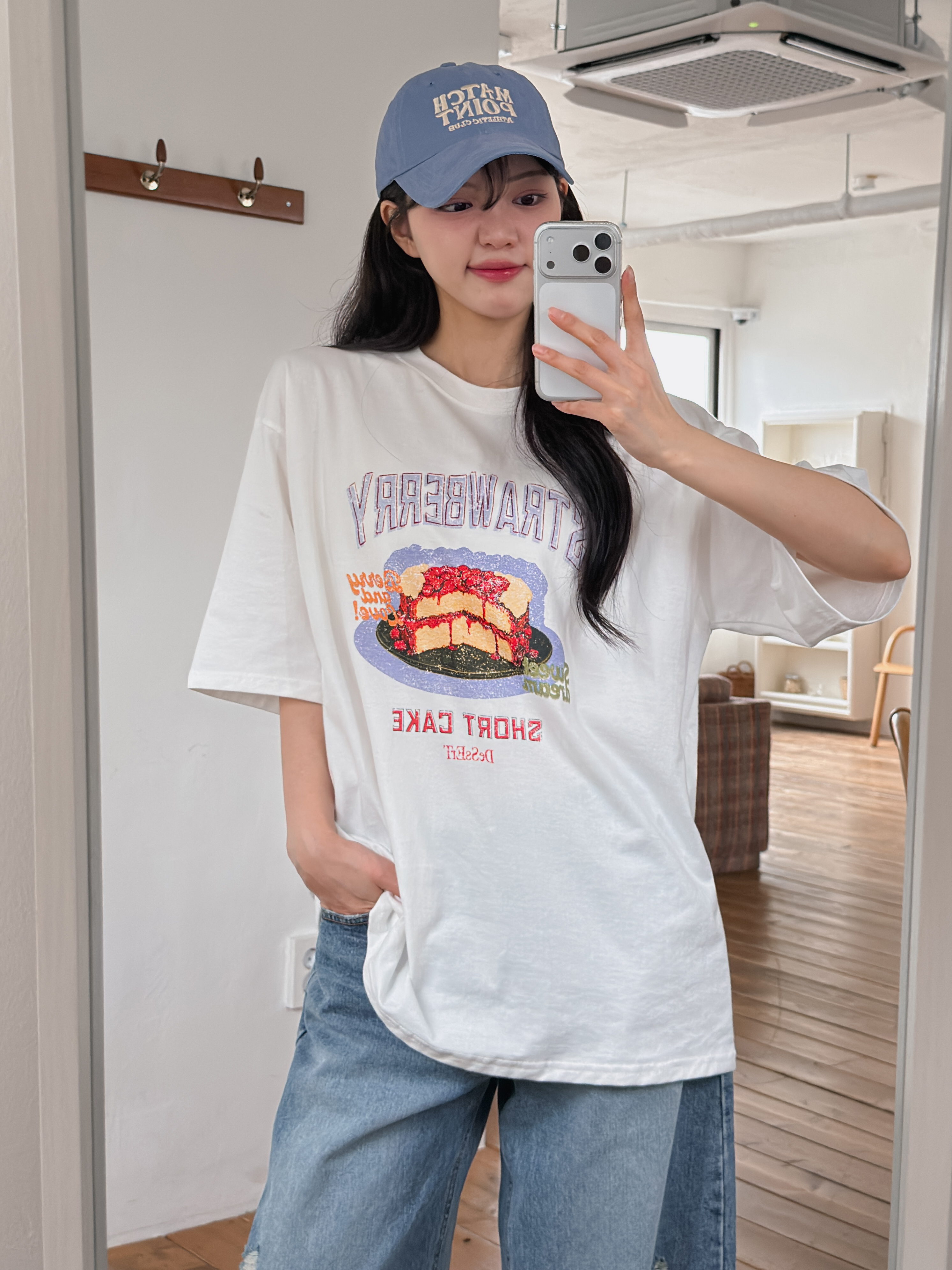 コットンラウンドネックルーズ半袖プリントTシャツ | 詳細画像4