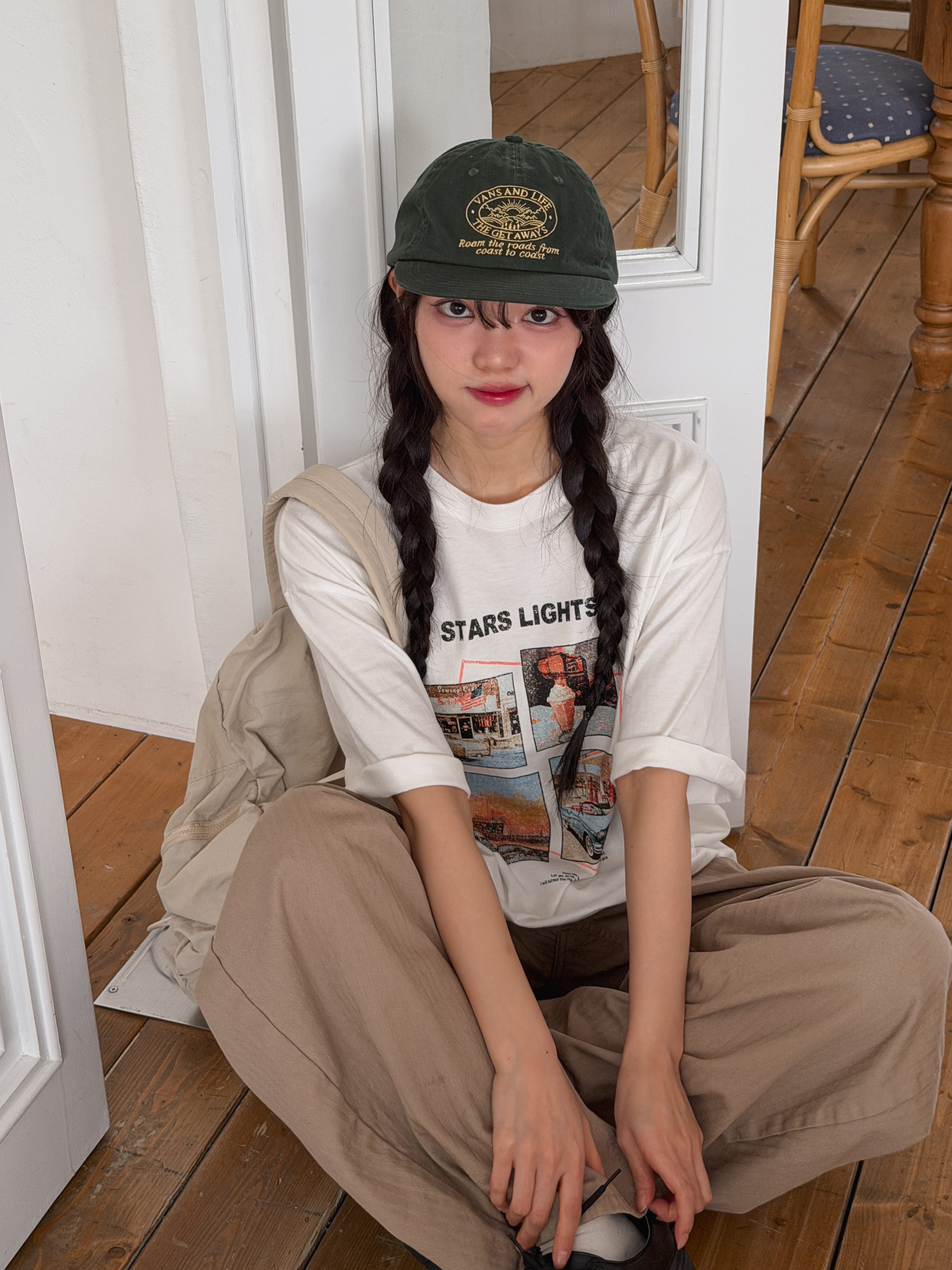 コットンラウンドネックボクシー半袖プリントTシャツ | 詳細画像2