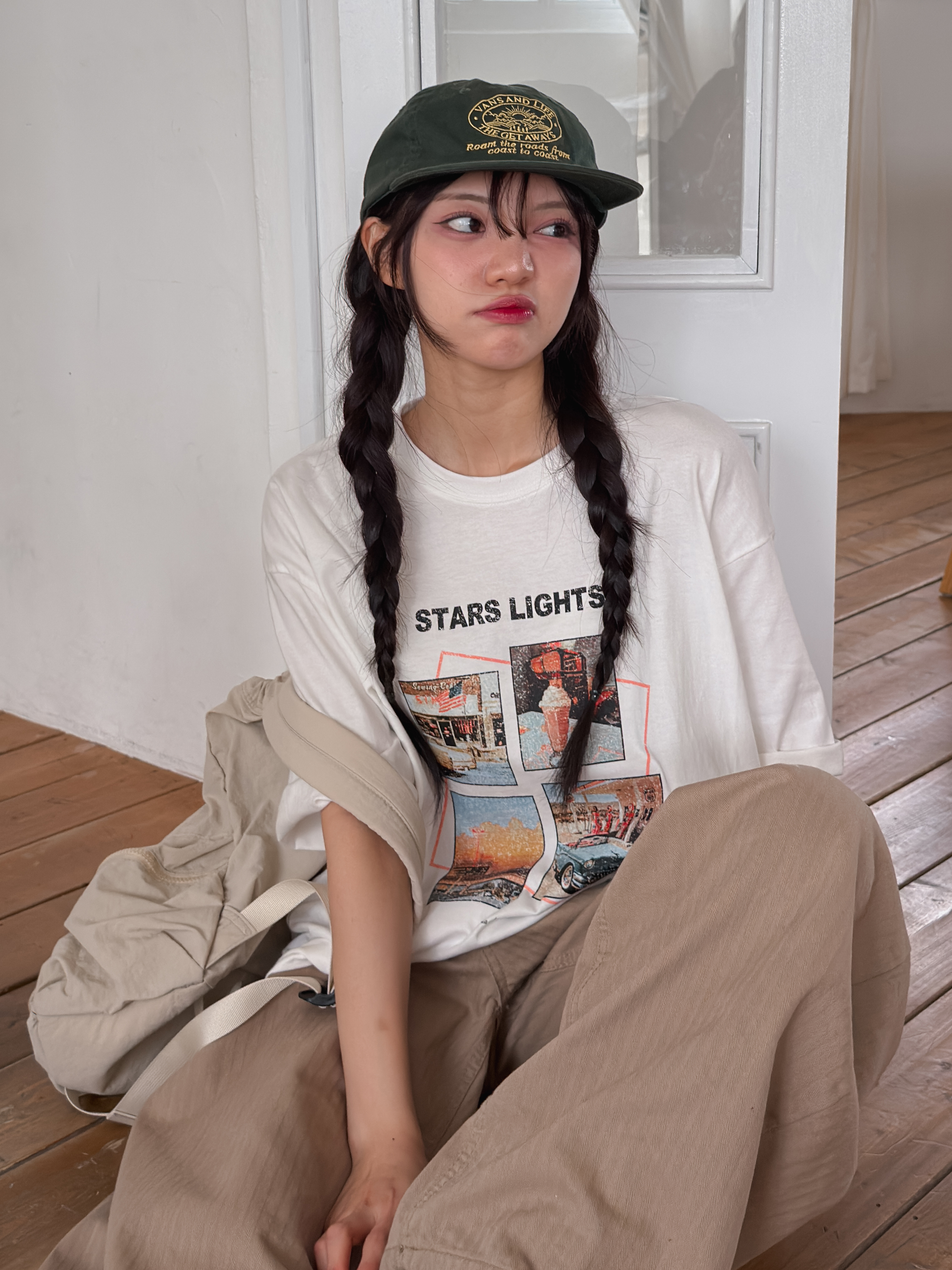 コットンラウンドネックボクシー半袖プリントTシャツ | 詳細画像3