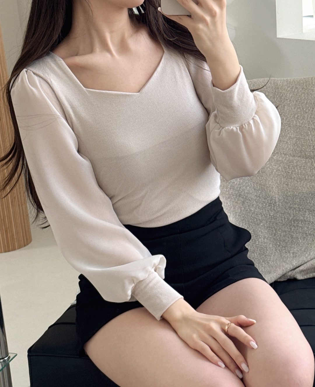 ハートネック長袖ブラウス | 詳細画像3