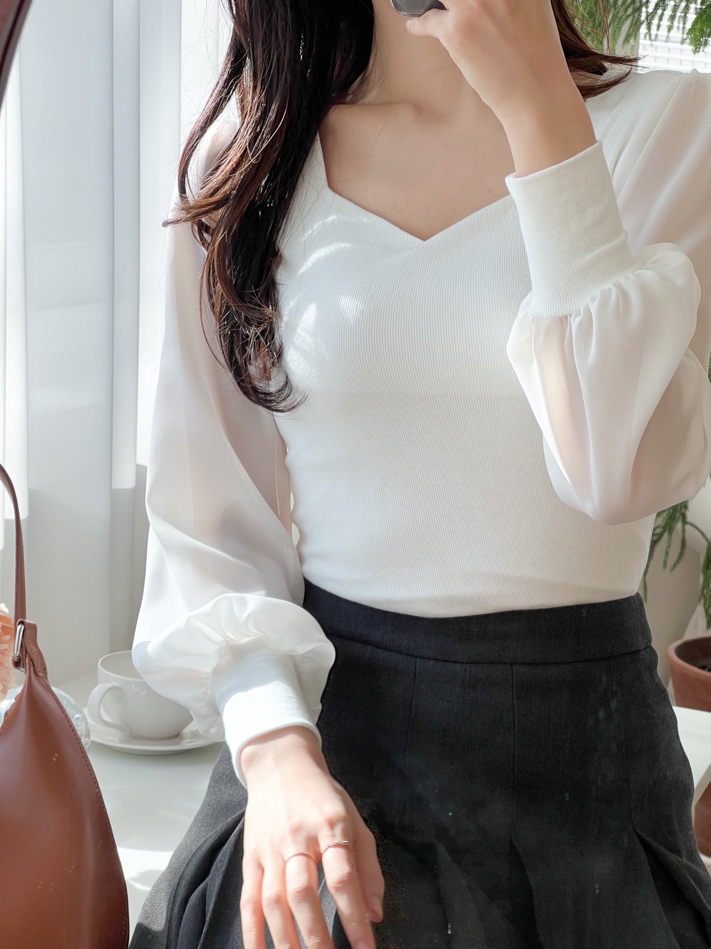 ハートネック長袖ブラウス | 詳細画像6