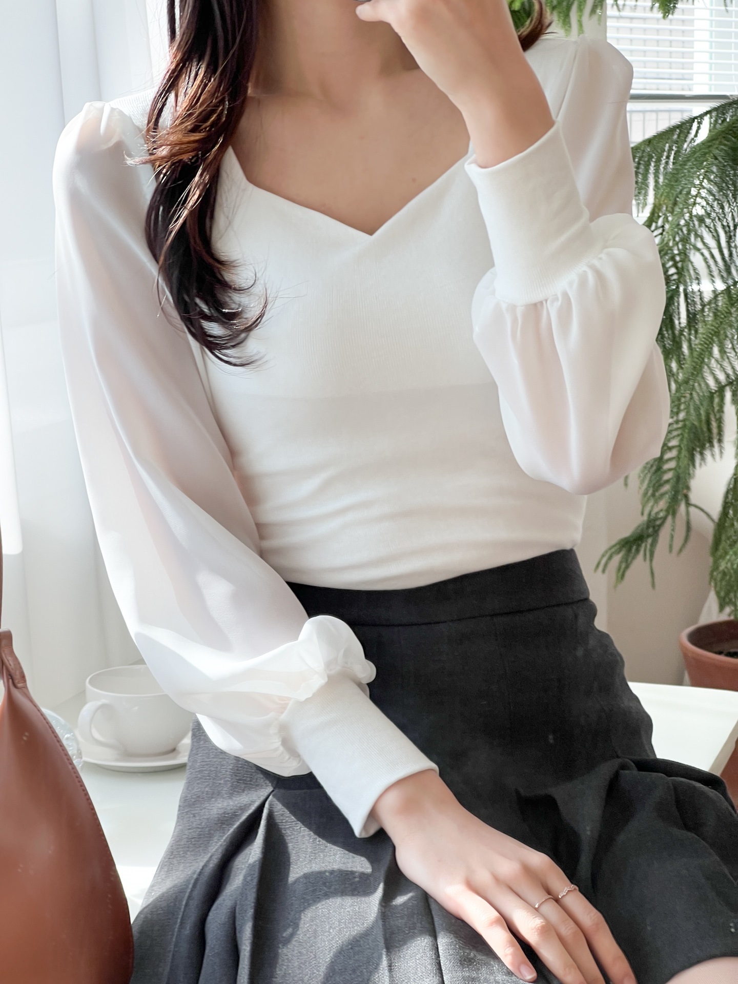 ハートネック長袖ブラウス | 詳細画像7