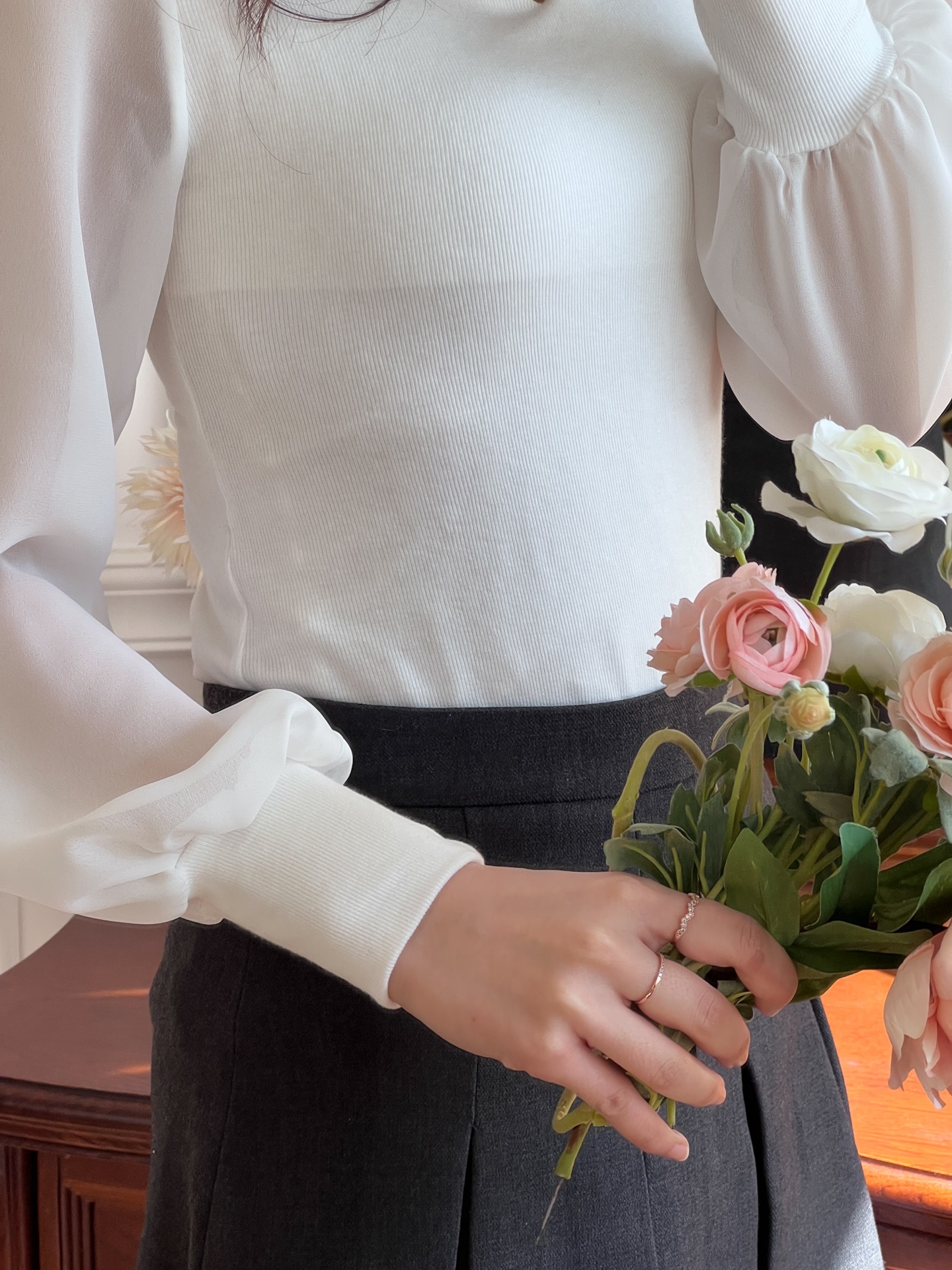 ハートネック長袖ブラウス | 詳細画像15