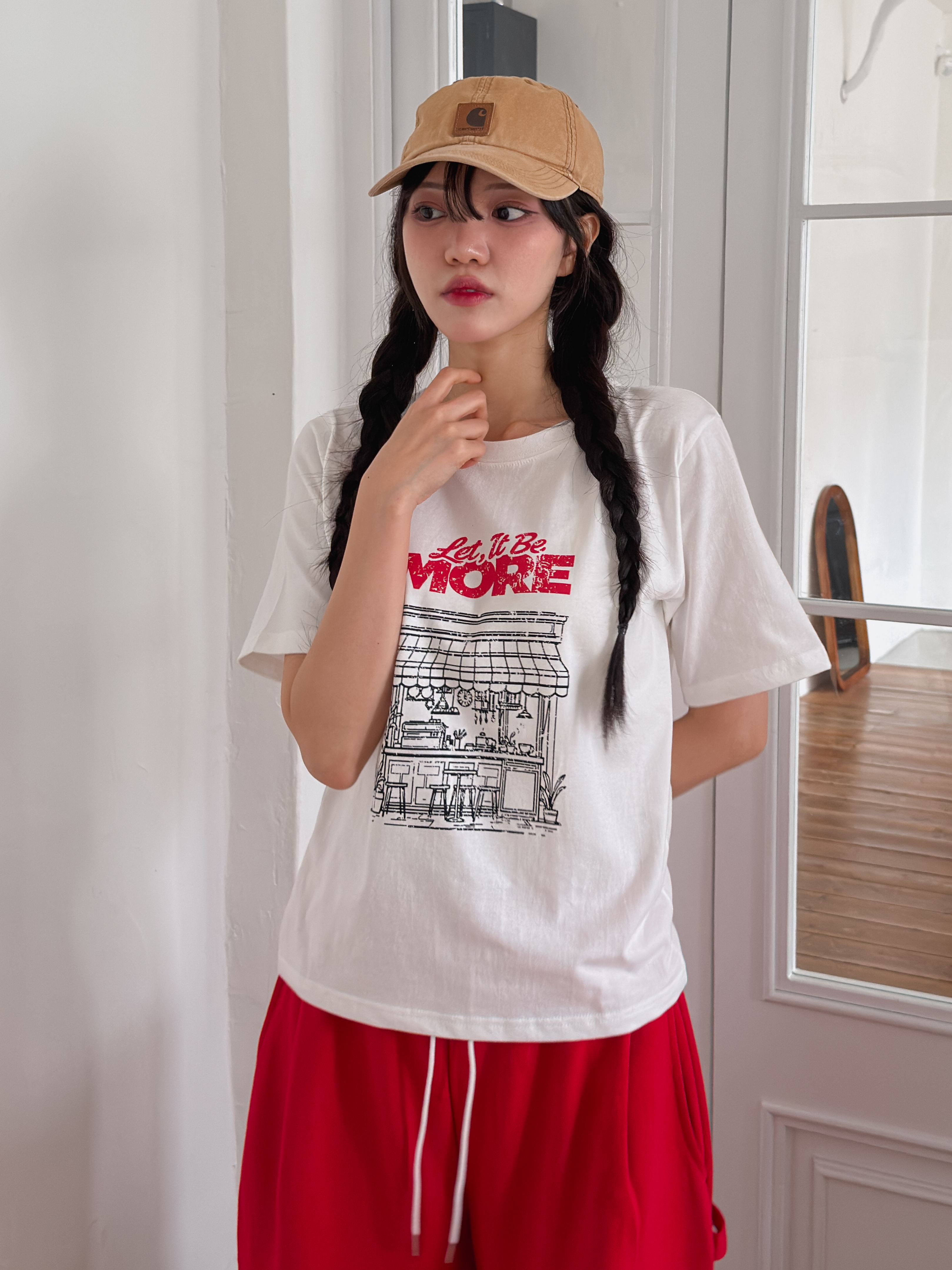 コットンラウンドネック半袖プリントTシャツ | 詳細画像8