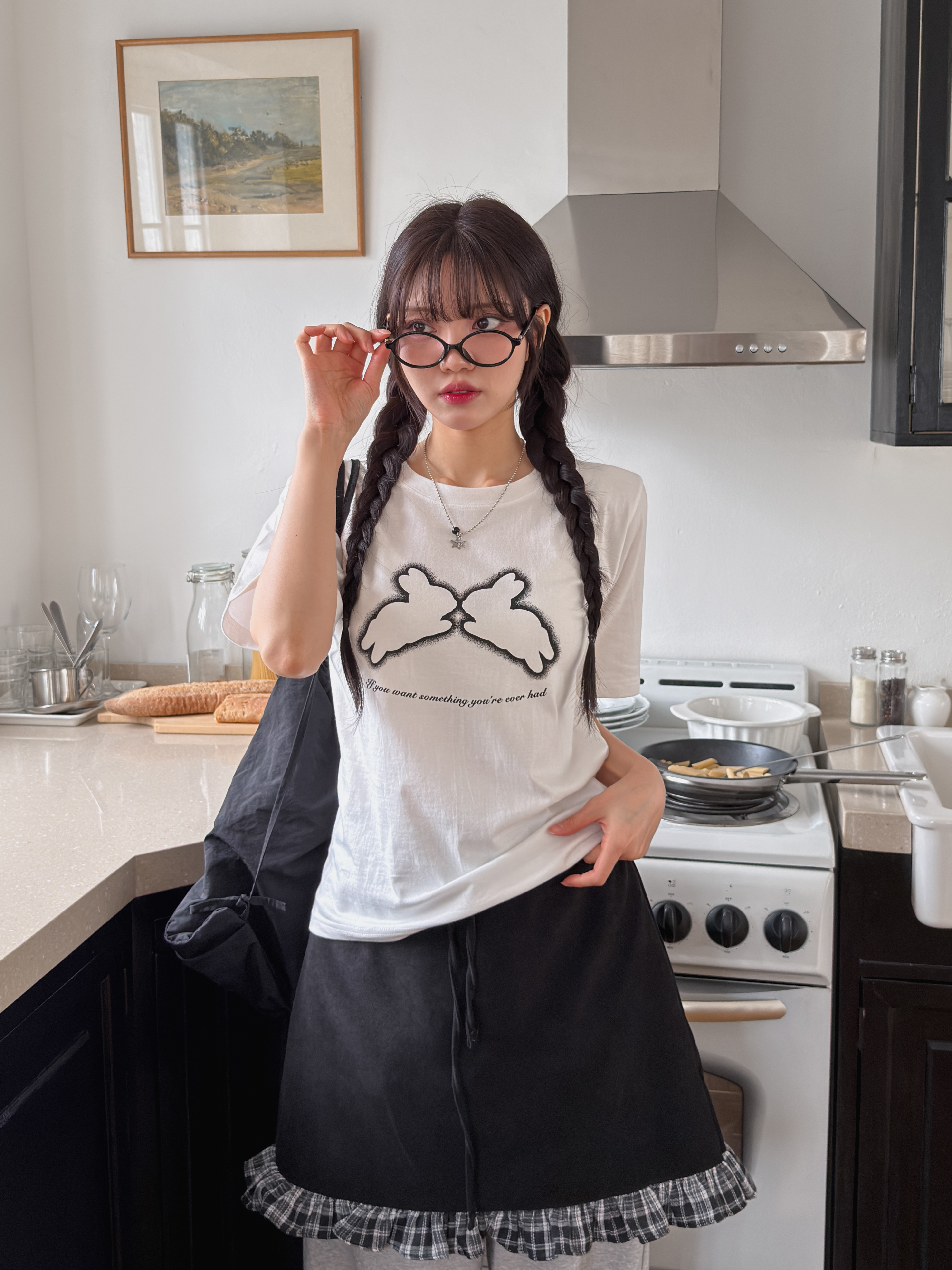 コットンラウンドネック半袖プリントTシャツ | 詳細画像6