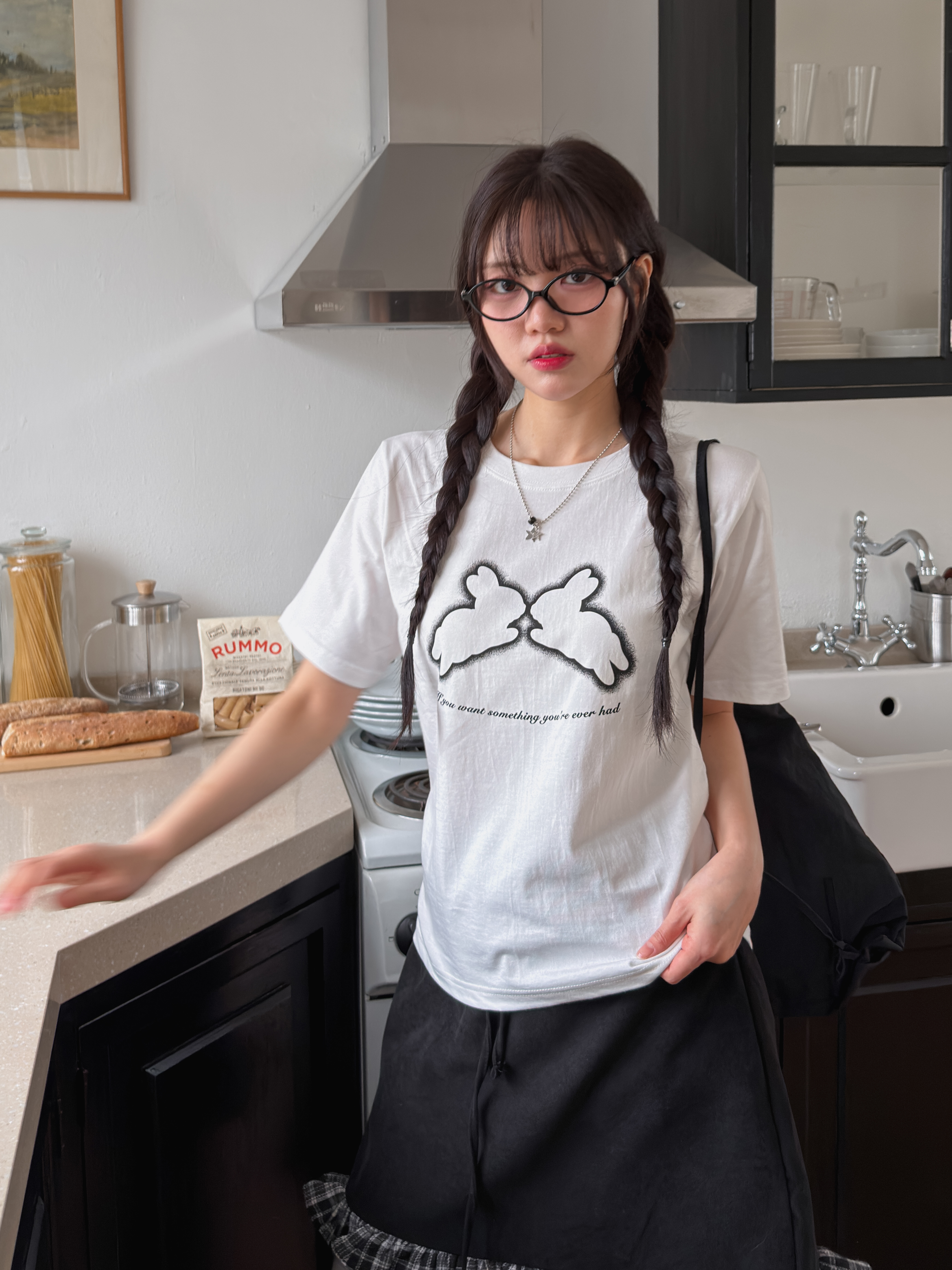 コットンラウンドネック半袖プリントTシャツ | 詳細画像8