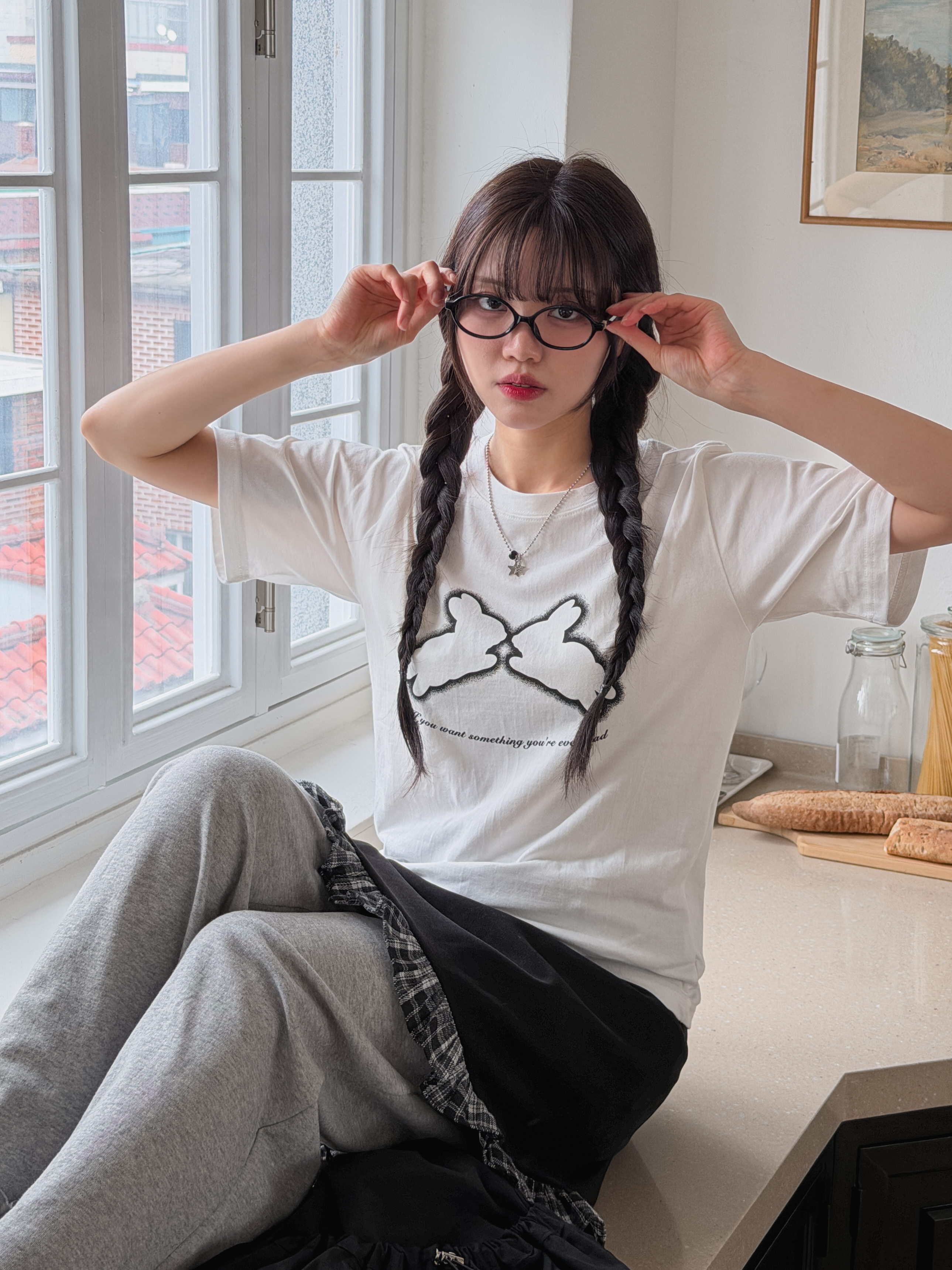 コットンラウンドネック半袖プリントTシャツ | 詳細画像2