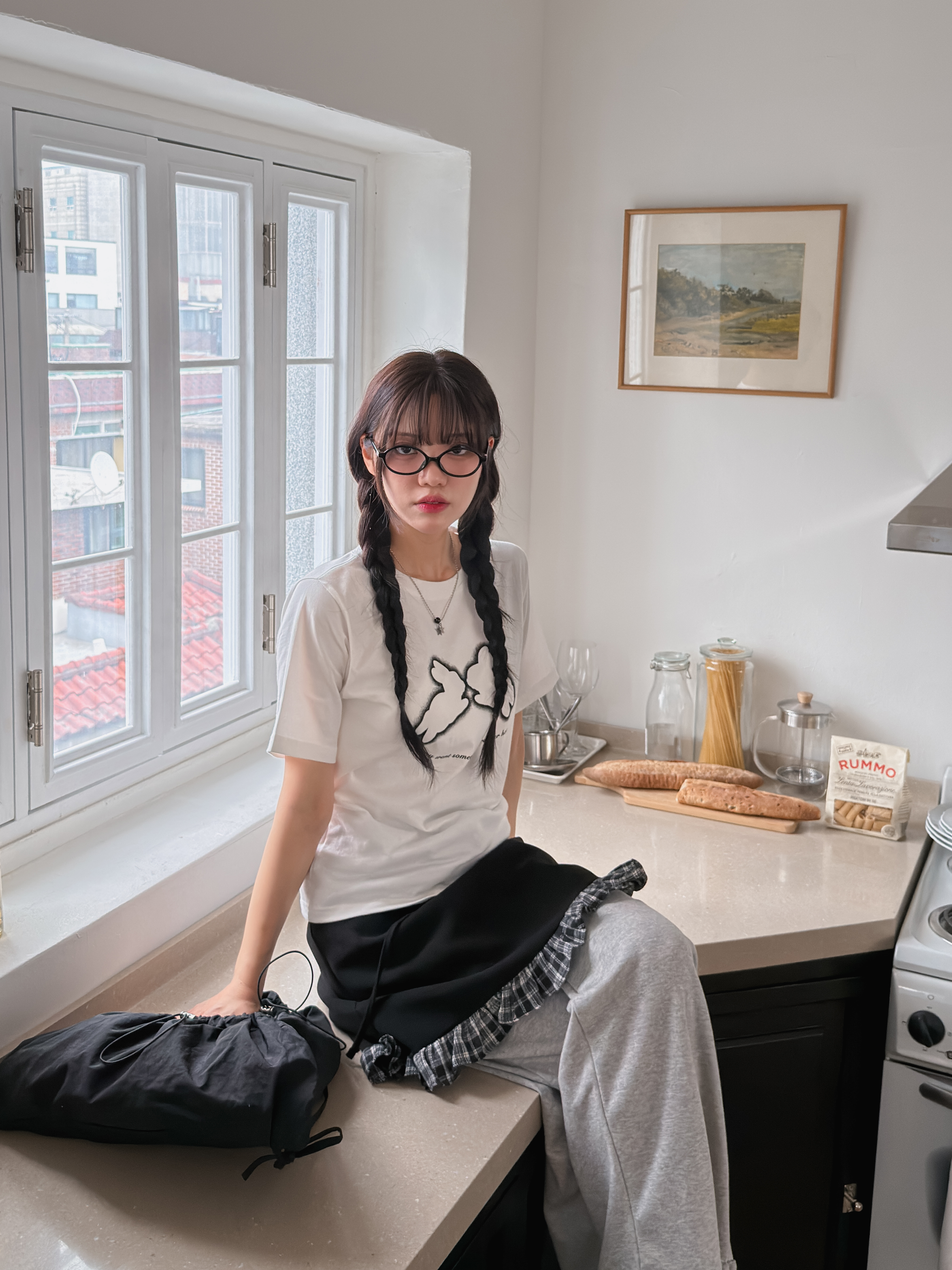 コットンラウンドネック半袖プリントTシャツ | 詳細画像9