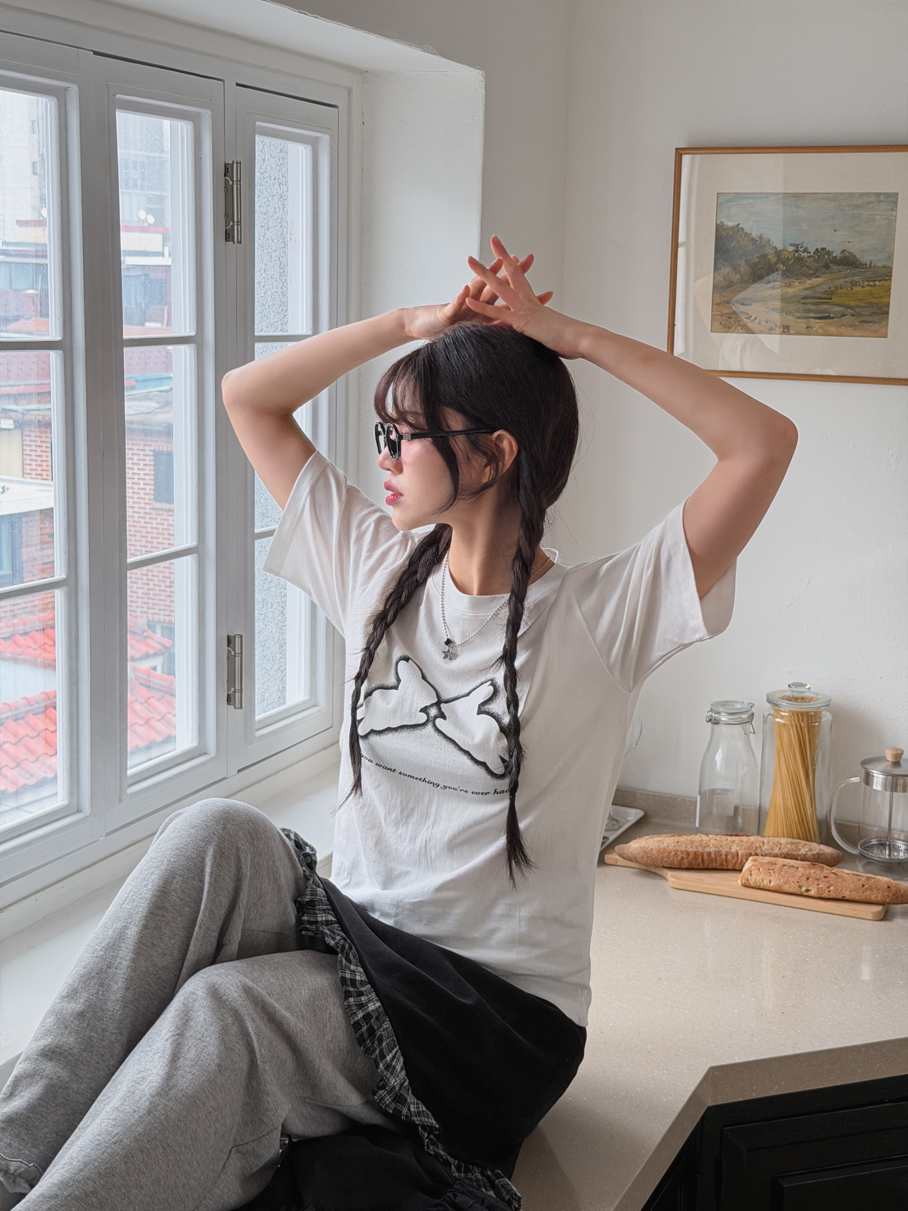 コットンラウンドネック半袖プリントTシャツ | 詳細画像3